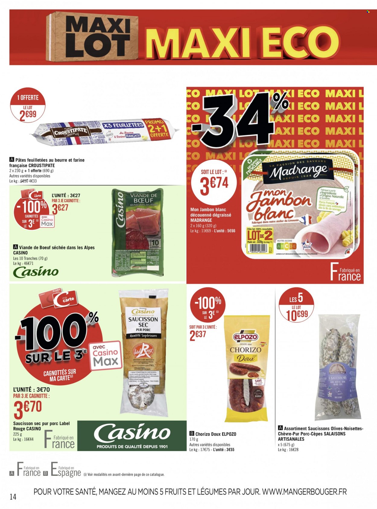 thumbnail - Catalogue Géant Casino - 23/05/2022 - 05/06/2022 - Produits soldés - cèpes, jambon, chorizo, jambon blanc, saucisson, olives. Page 14.
