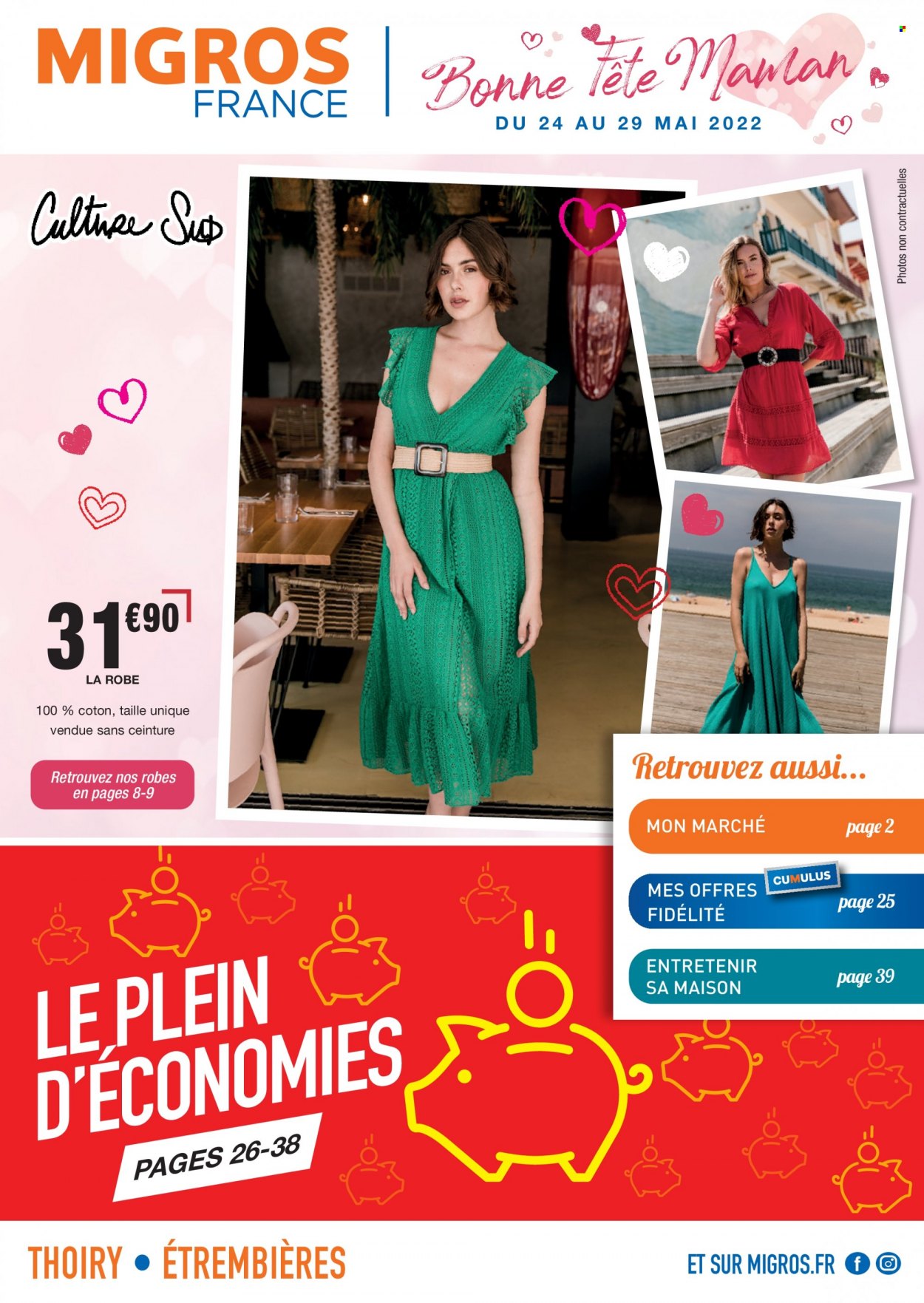 thumbnail - Catalogue Migros France - 24/05/2022 - 29/05/2022 - Produits soldés - robe, ceinture, maison. Page 1.