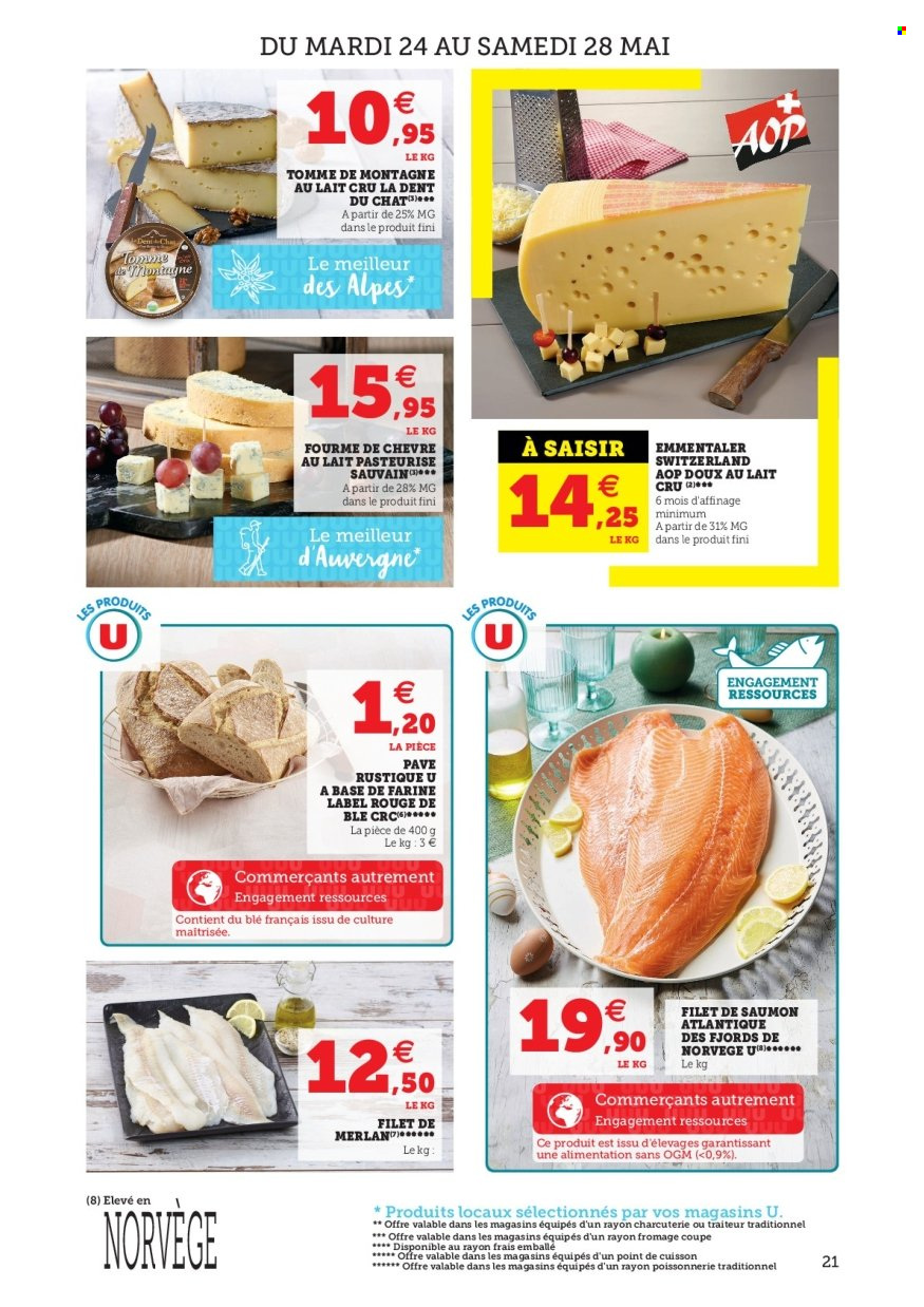 thumbnail - Catalogue SUPER U - 24/05/2022 - 04/06/2022 - Produits soldés - pain, pavés de saumon, fromage. Page 21.