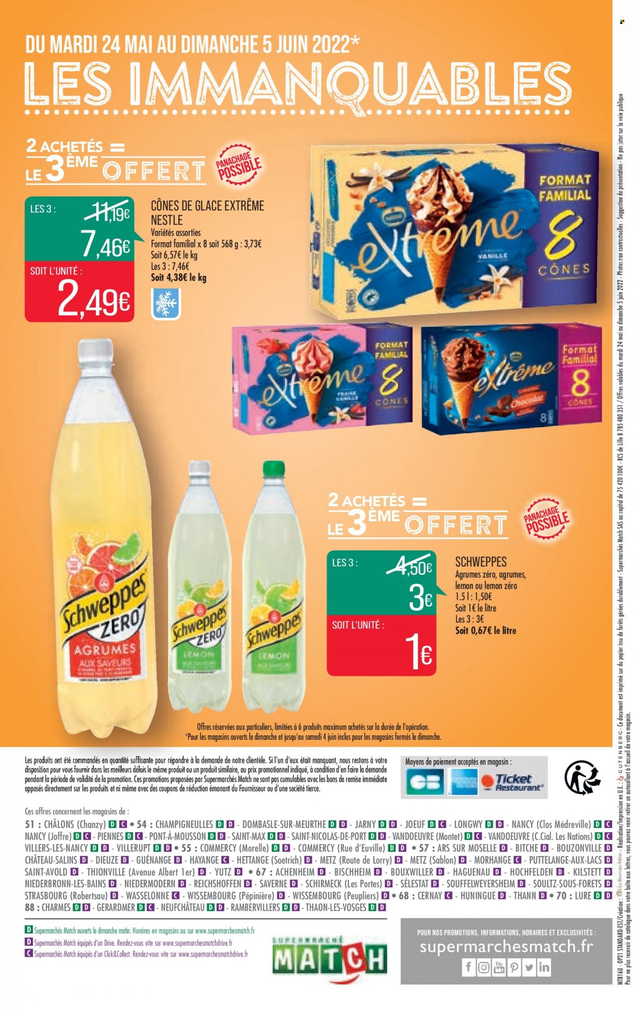 thumbnail - Catalogue Supermarché Match - 24/05/2022 - 05/06/2022 - Produits soldés - Nestlé, Schweppes, cônes. Page 36.