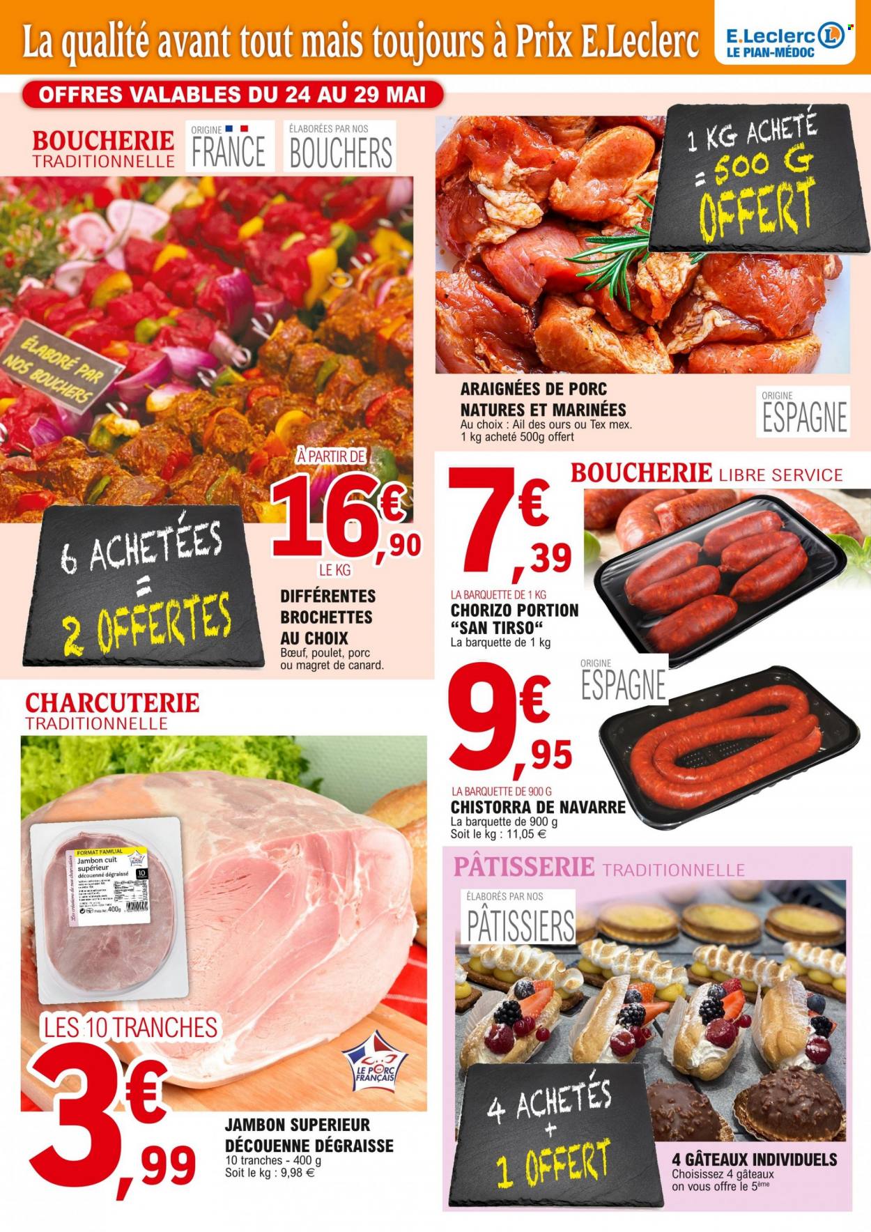 thumbnail - Catalogue E.Leclerc - 24/05/2022 - 29/05/2022 - Produits soldés - poulet, magret de canard, jambon, chorizo. Page 2.