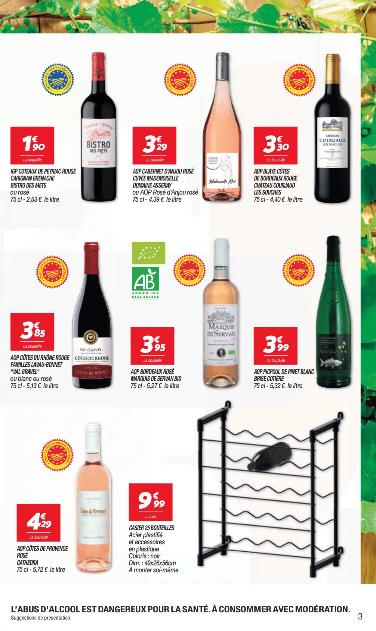 thumbnail - Catalogue Netto - 24/05/2022 - 30/05/2022 - Produits soldés - Bordeaux, Côtes du Rhône, vin rouge, vin, bonnet. Page 3.