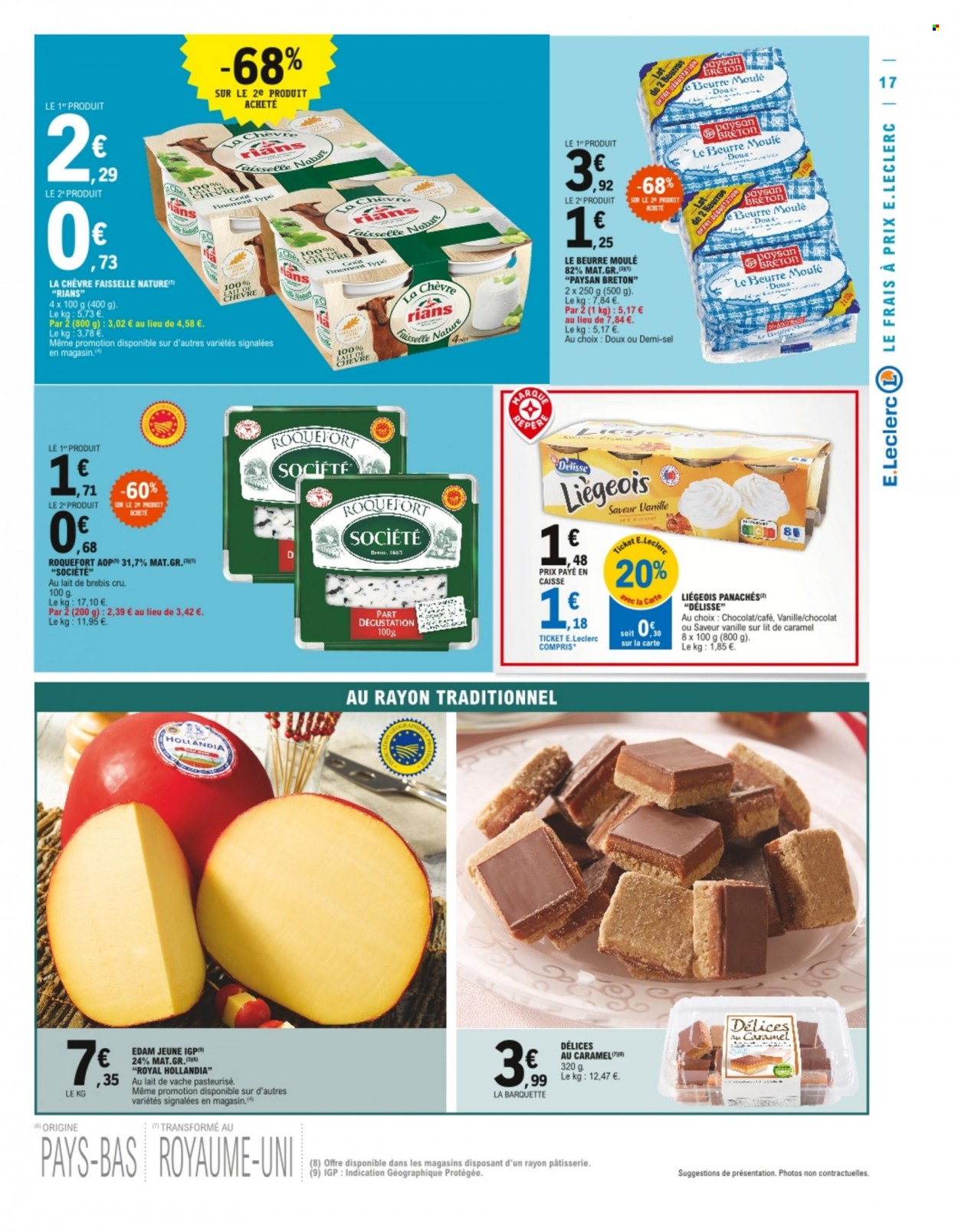 thumbnail - Catalogue E.Leclerc - 24/05/2022 - 28/05/2022 - Produits soldés - fromage, roquefort, faisselle, Délisse, beurre, café. Page 17.
