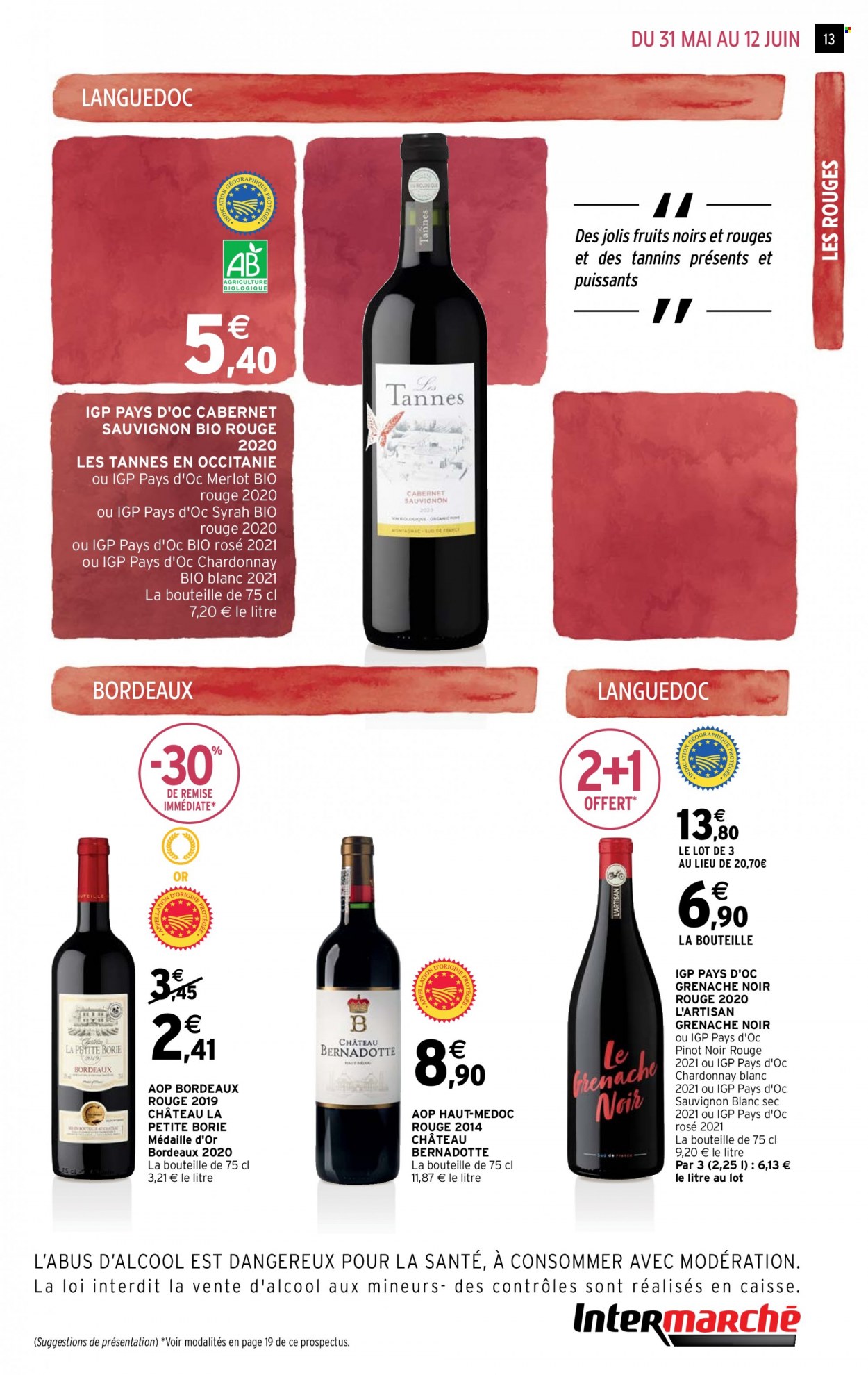 thumbnail - Catalogue Intermarché - 31/05/2022 - 12/06/2022 - Produits soldés - Bordeaux, vin blanc, vin rouge, Sauvignon Blanc, vin, Cabernet Sauvignon. Page 13.