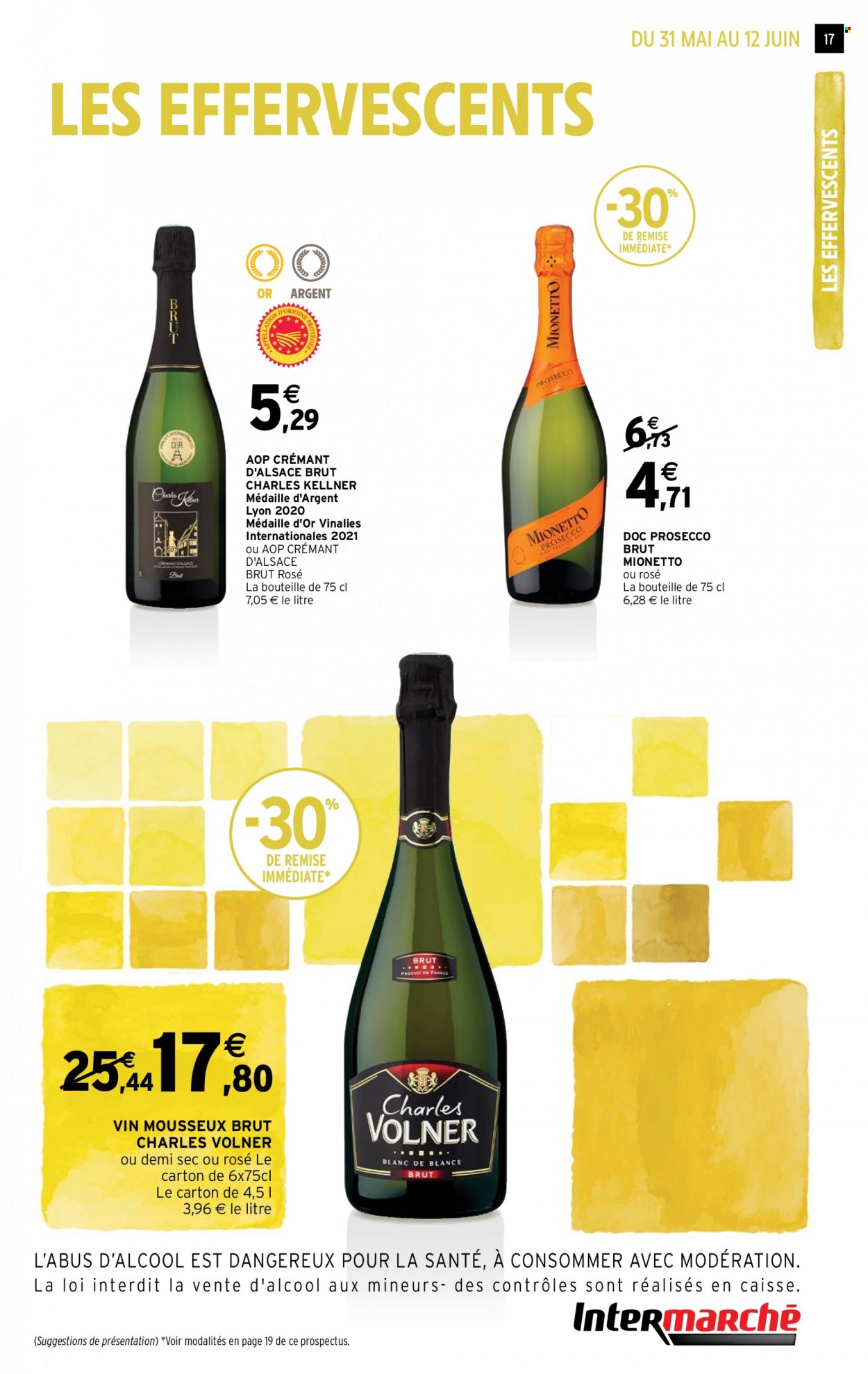 thumbnail - Catalogue Intermarché - 31/05/2022 - 12/06/2022 - Produits soldés - Crémant d’Alsace, champagne, Prosecco, vin. Page 17.