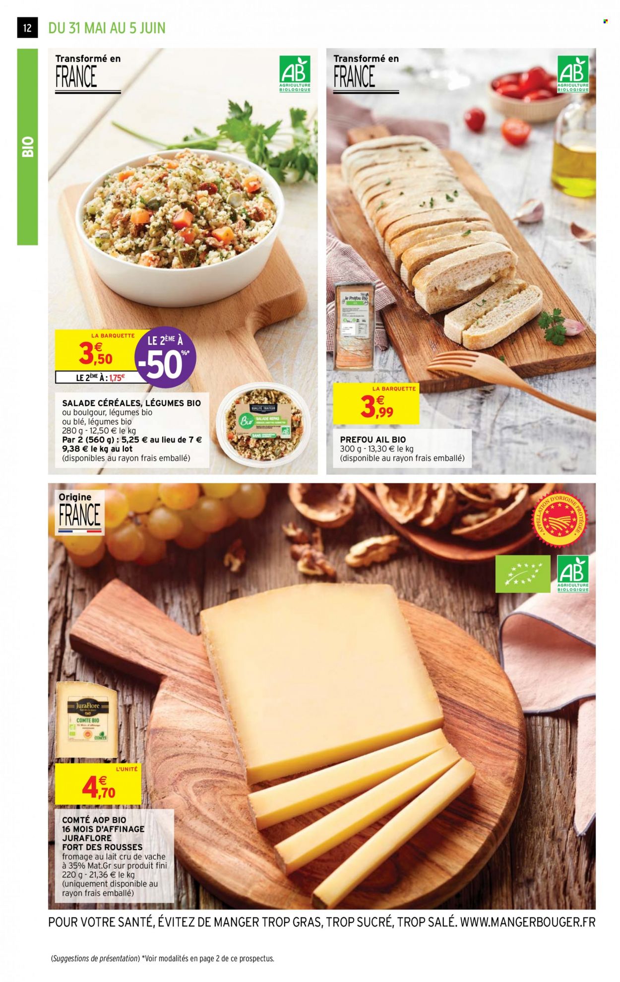thumbnail - Catalogue Intermarché Super - 31/05/2022 - 12/06/2022 - Produits soldés - salade, ail, préfou, Comté, fromage, céréales. Page 12.