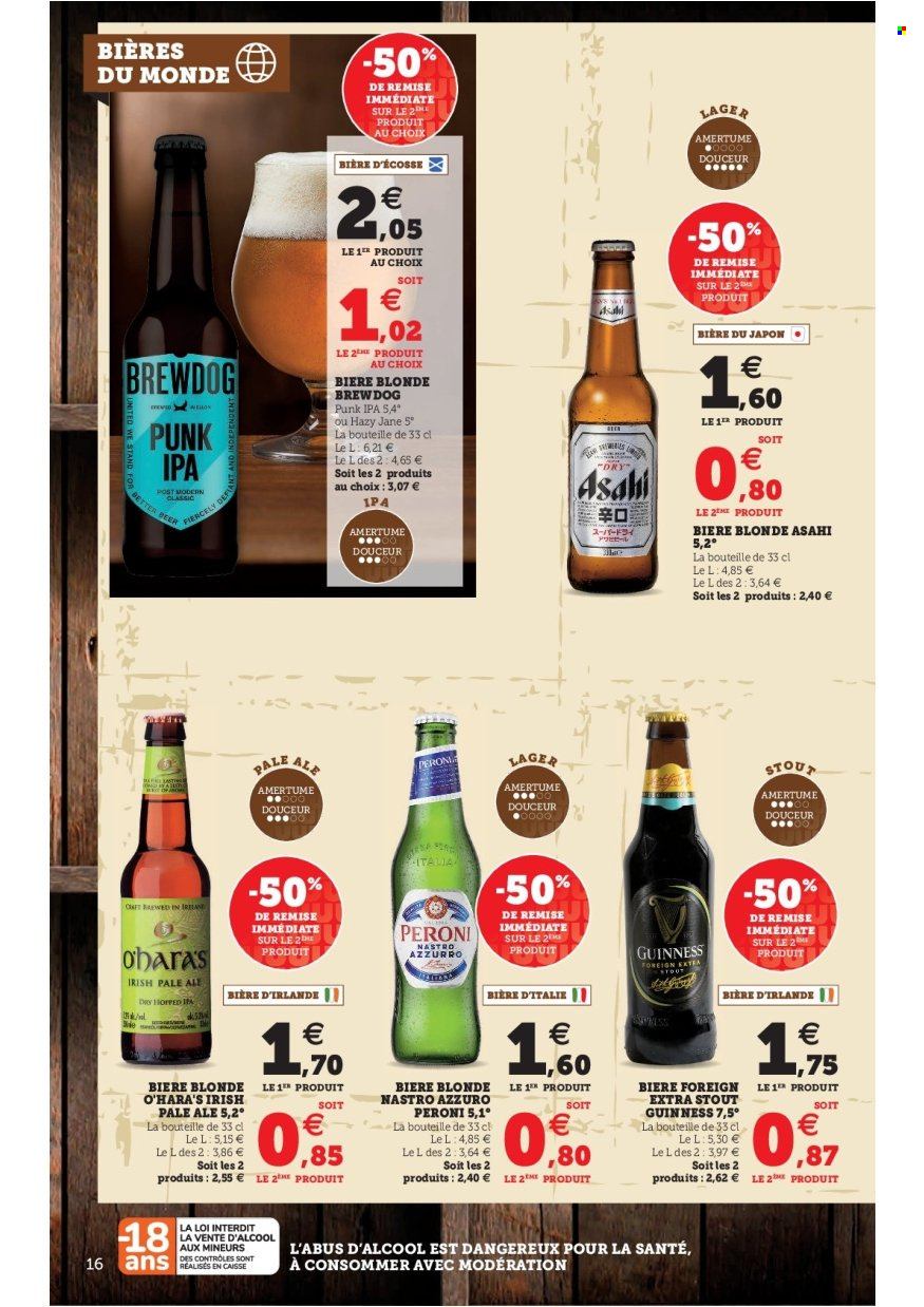 thumbnail - Catalogue HYPER U - 31/05/2022 - 11/06/2022 - Produits soldés - Peroni, bière, bière blonde, Brewdog. Page 16.