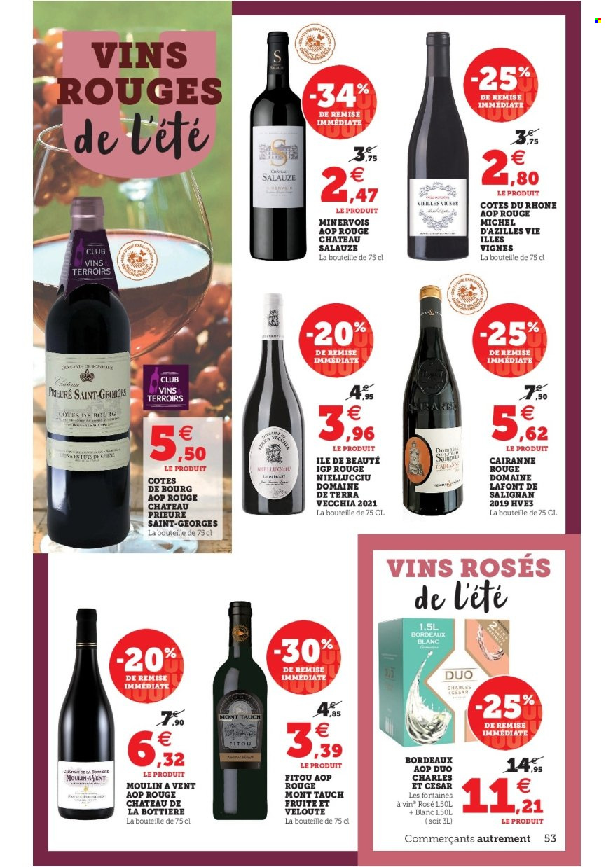 thumbnail - Catalogue HYPER U - 31/05/2022 - 11/06/2022 - Produits soldés - velouté, Bordeaux, Côtes du Rhône, vin blanc, vin rosé. Page 53.