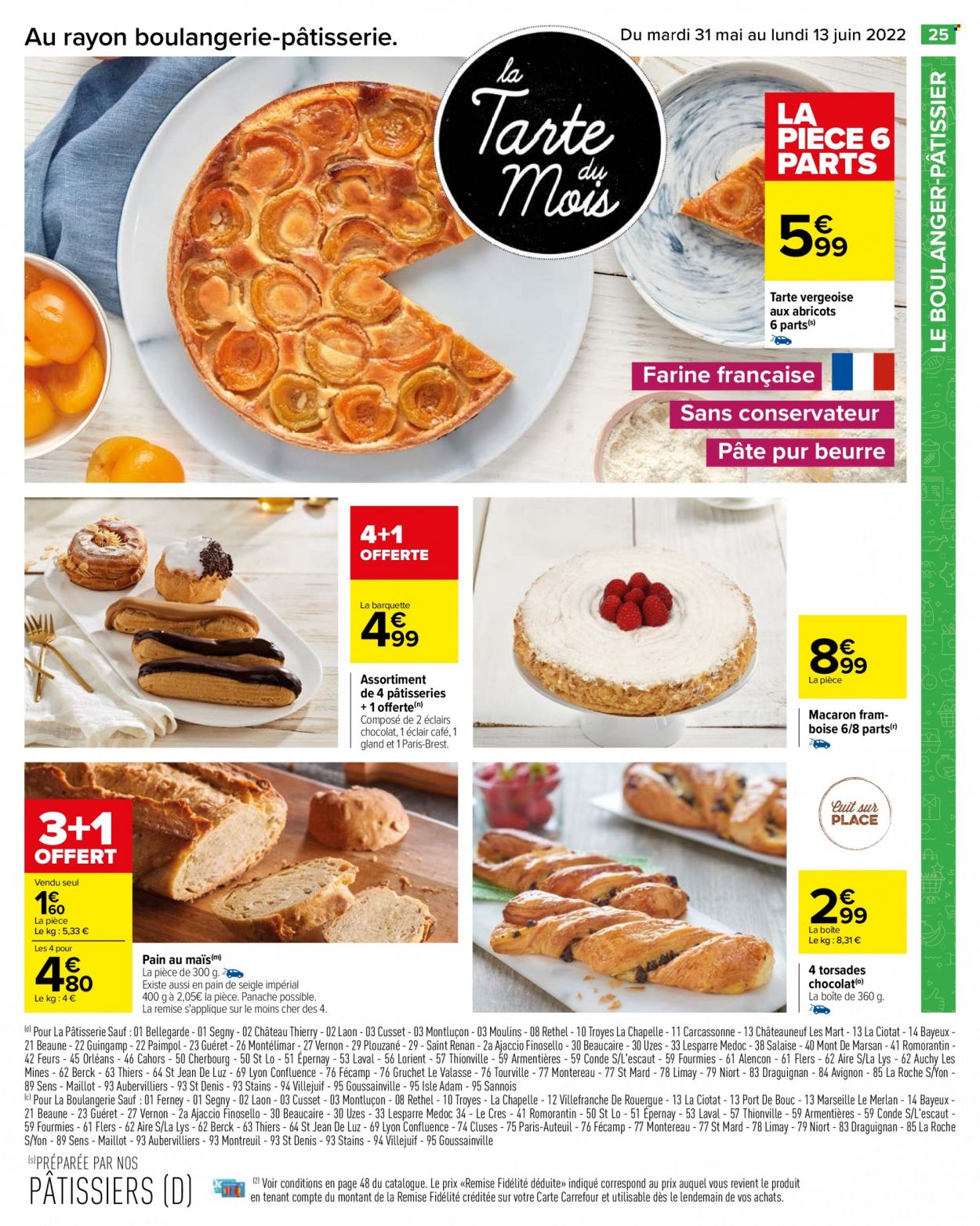 thumbnail - Catalogue Carrefour Hypermarchés - 31/05/2022 - 13/06/2022 - Produits soldés - tarte, éclair, tarte Paris-Brest, macarons, farine, café. Page 28.