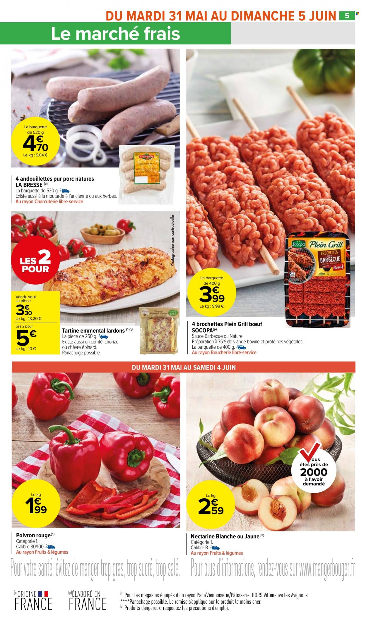 thumbnail - Catalogue Carrefour Market - 31/05/2022 - 12/06/2022 - Produits soldés - nectarine, pain, chorizo, lardons, emmental, Comté, fromage, moutarde à l’ancienne. Page 7.