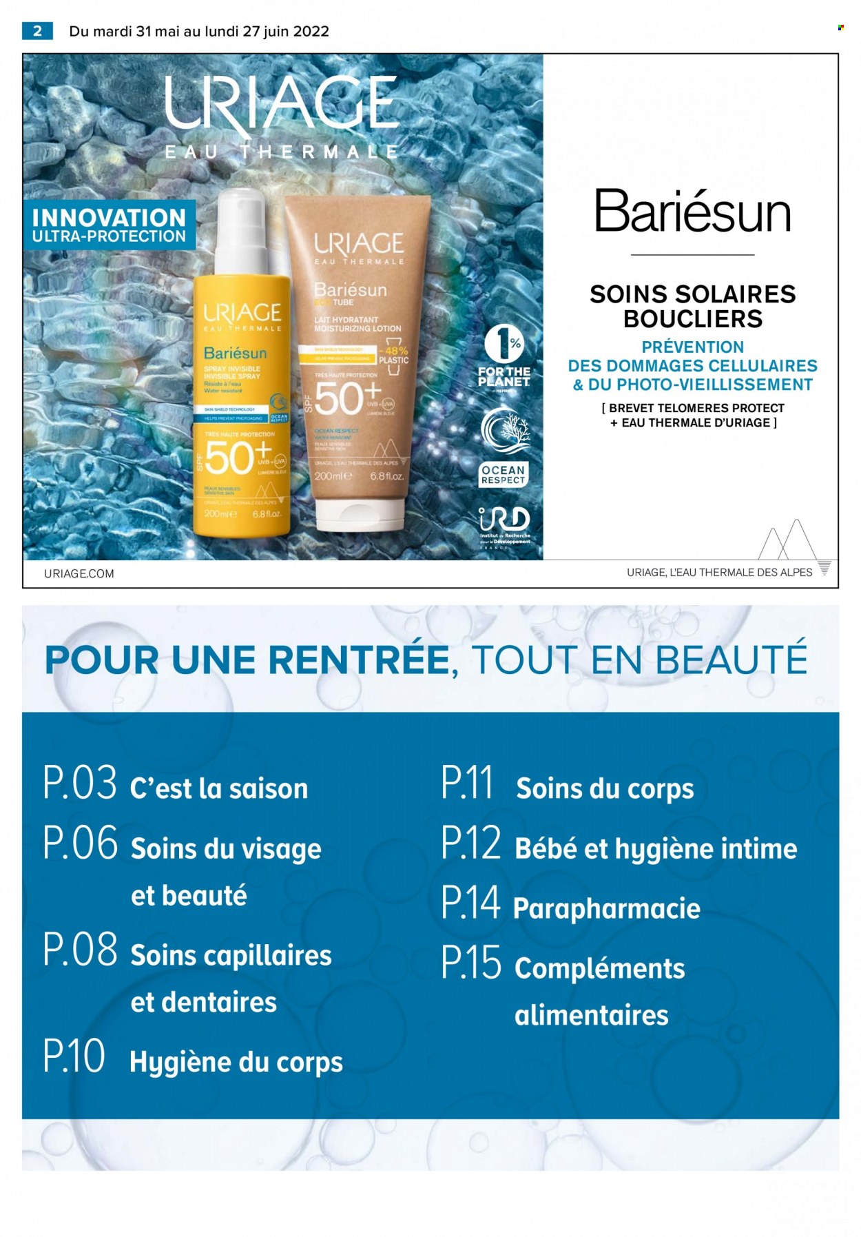 thumbnail - Catalogue Carrefour Hypermarchés - 31/05/2022 - 27/06/2022 - Produits soldés - lait, Uriage, lait hydratant, compléments alimentaires. Page 4.