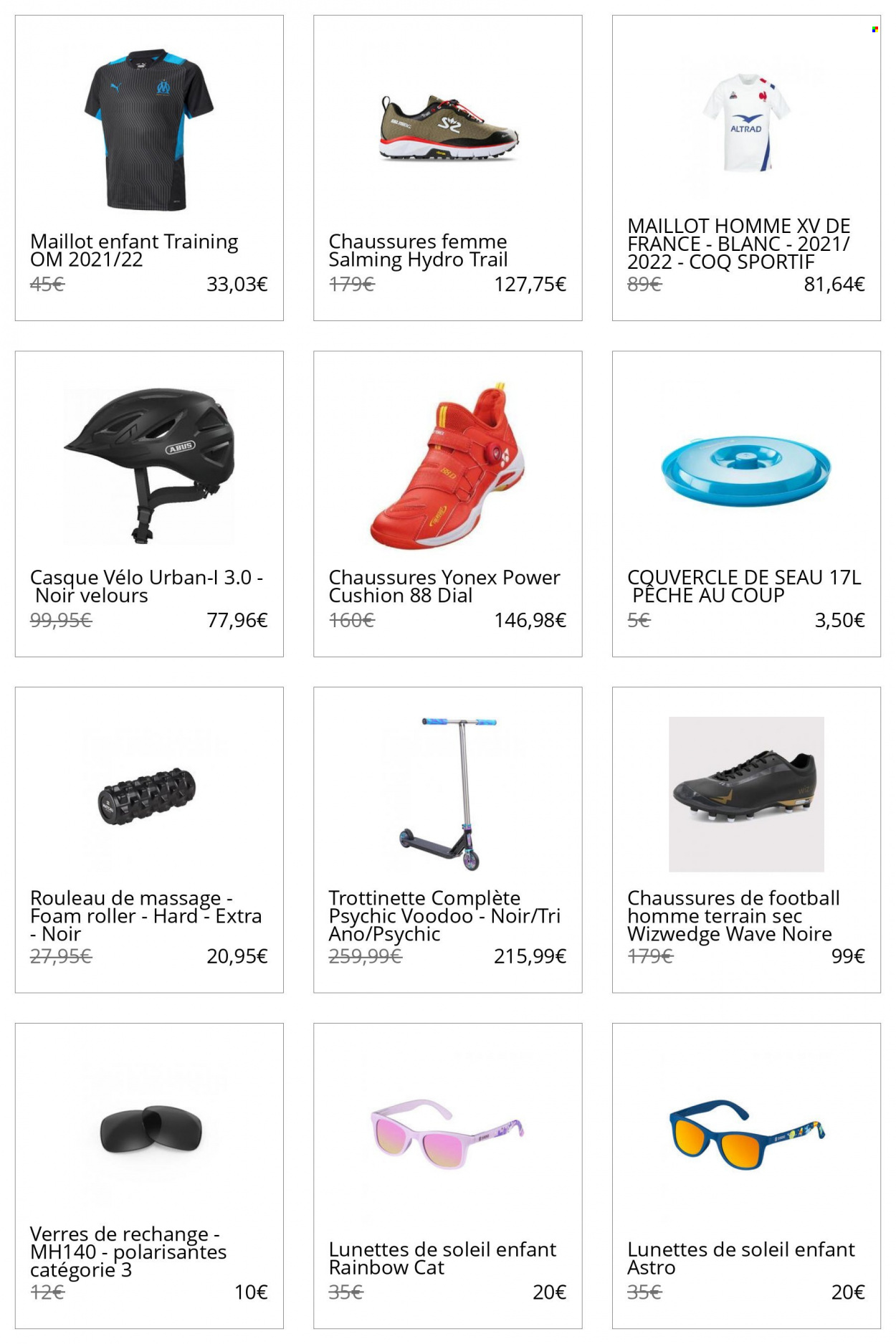 thumbnail - Catalogue Decathlon - Produits soldés - casque, vélo, maillot, lunettes, lunettes de soleil, Yonex. Page 49.