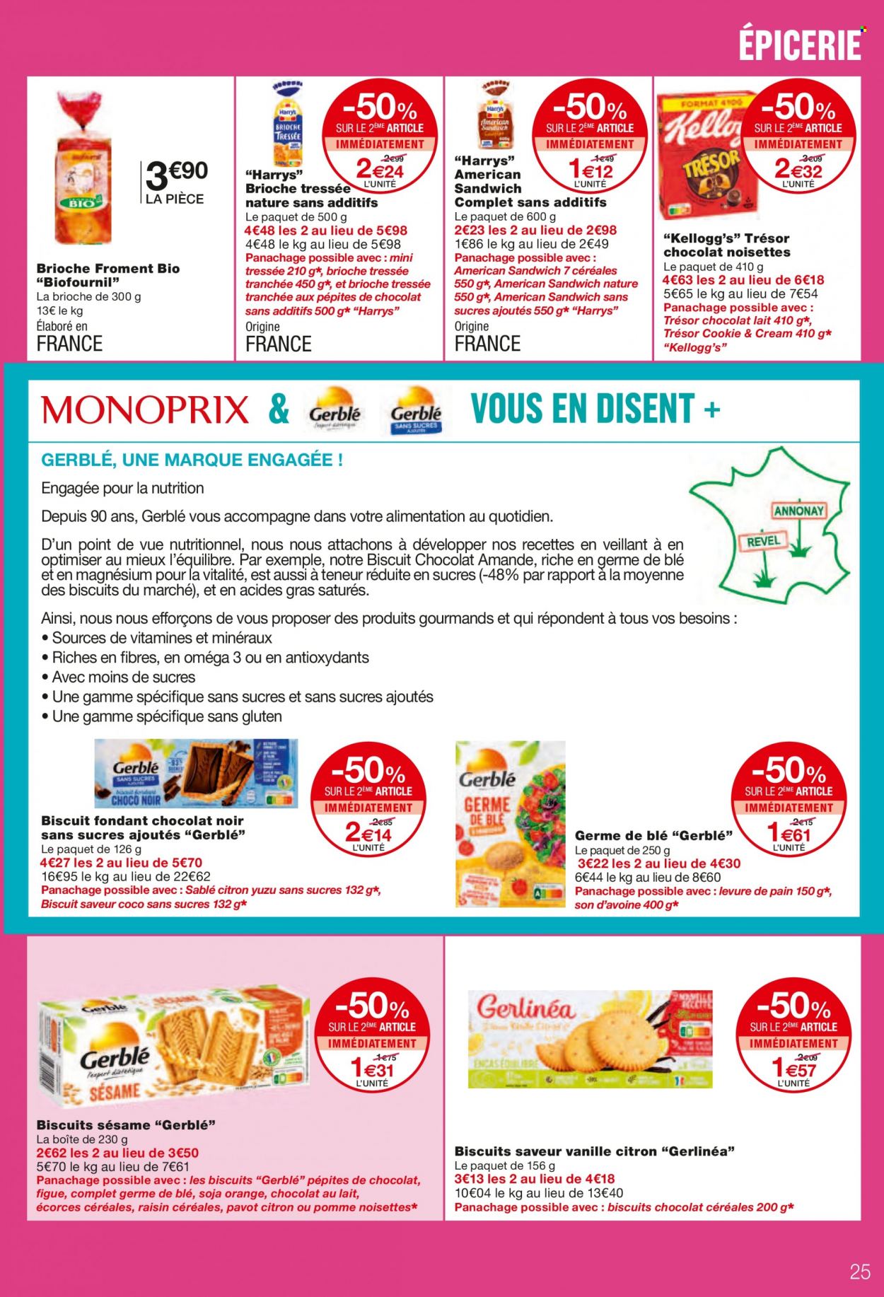 thumbnail - Catalogue Monoprix - 22/06/2022 - 03/07/2022 - Produits soldés - brioche, levure, biscuits, Kellogg's, chocolat au lait, sésame, Magne B6. Page 25.