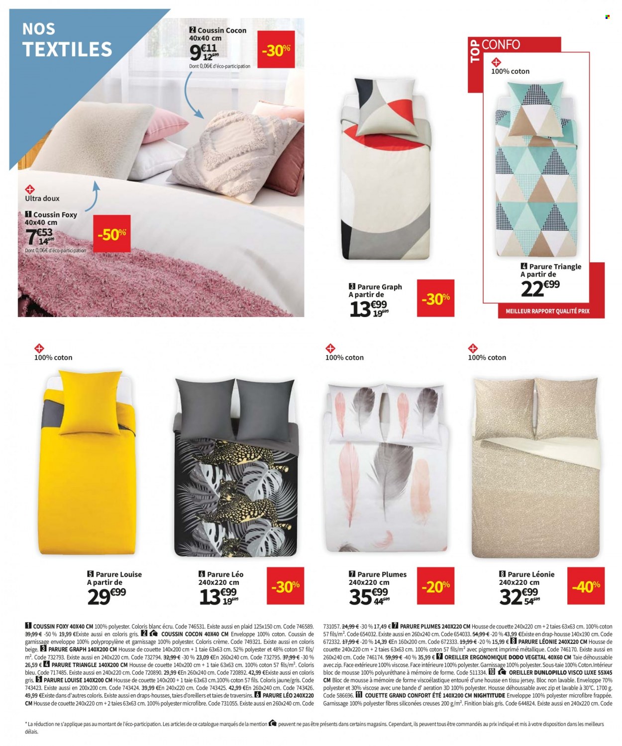 thumbnail - Catalogue Conforama - 07/06/2022 - 04/07/2022 - Produits soldés - couette, coussin, housse de couette, plaid, drap, taie, drap housse. Page 18.