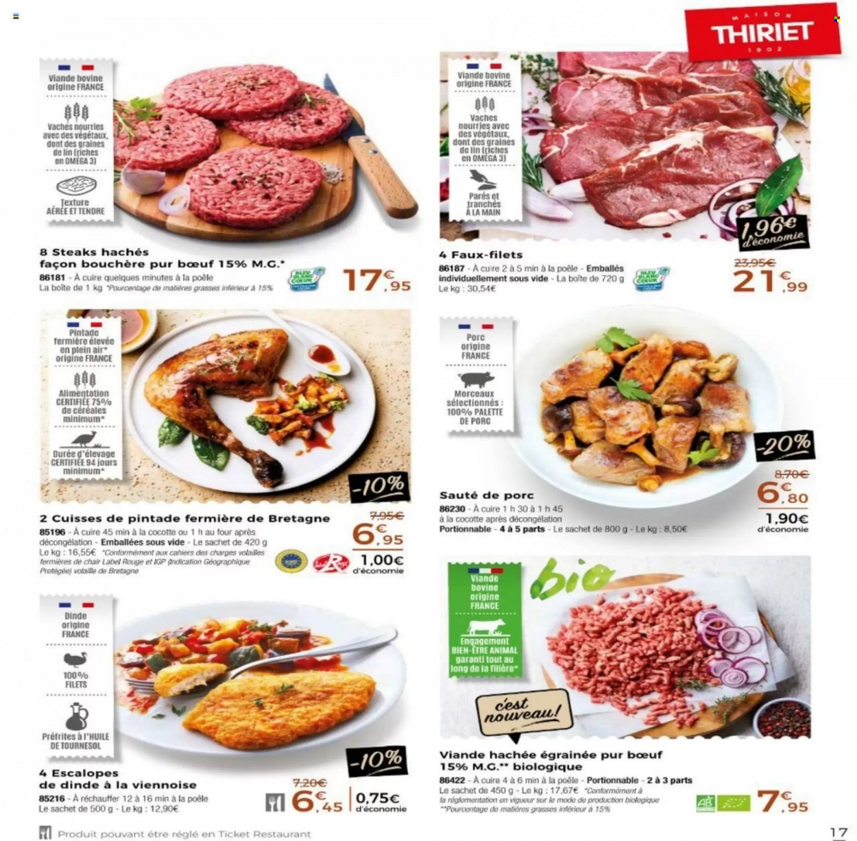 thumbnail - Catalogue Thiriet - 08/06/2022 - 01/07/2022 - Produits soldés - escalope, sauté de porc, viande de porc, palette de porc, viande de dinde, escalope de dinde, steak haché, viande hachée. Page 12.