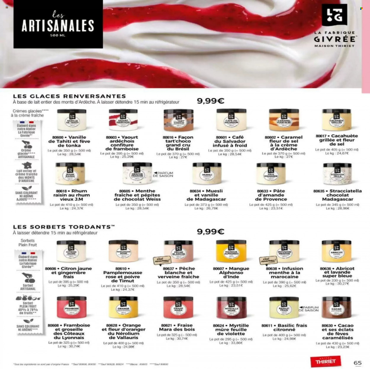 thumbnail - Catalogue Thiriet - 08/06/2022 - 01/07/2022 - Produits soldés - yaourt, glace, sorbet, céréales, basilic, menthe, confiture. Page 60.