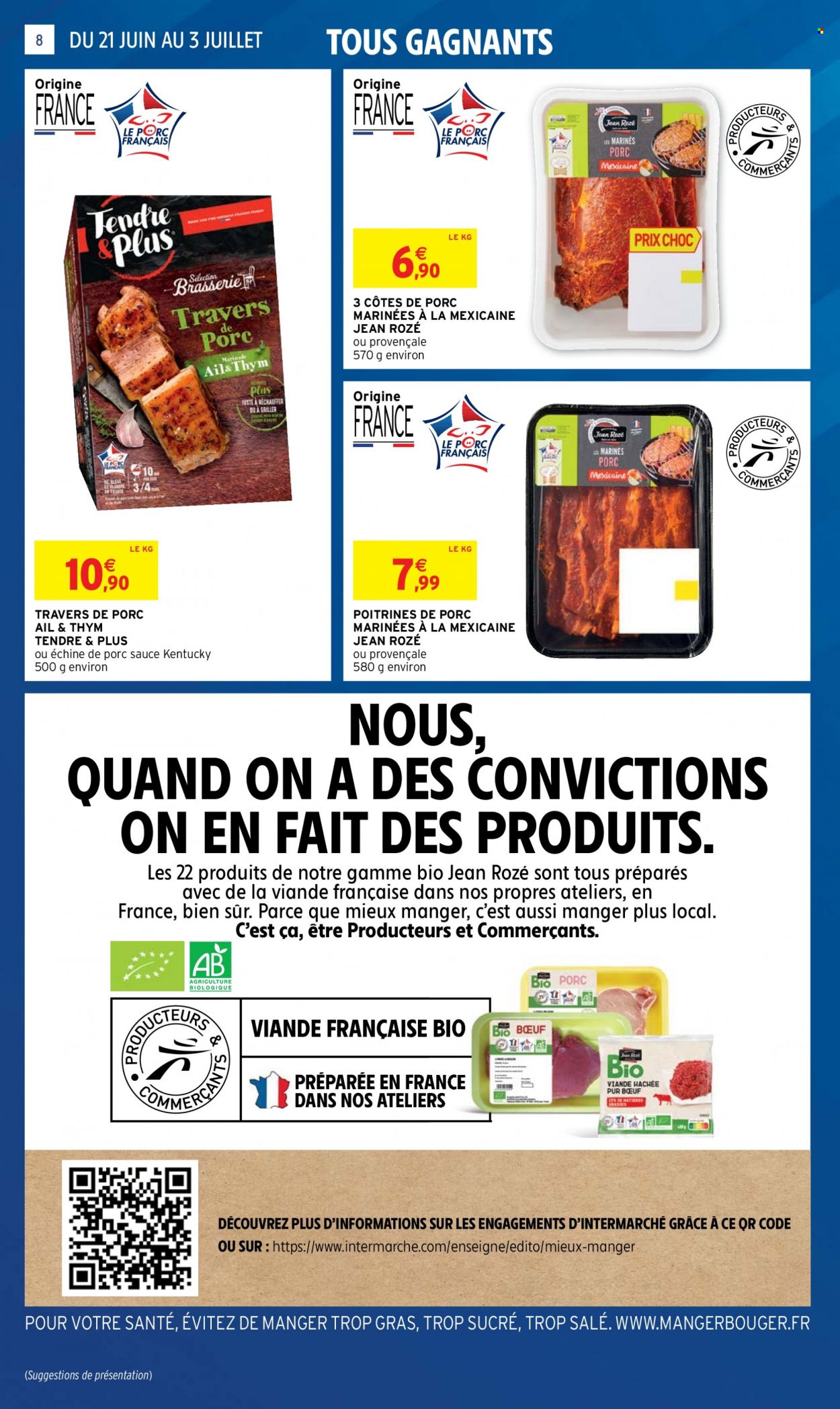 thumbnail - Catalogue Intermarché Express - 21/06/2022 - 03/07/2022 - Produits soldés - côtes de porc, côtes de porc échine, viande de porc. Page 8.
