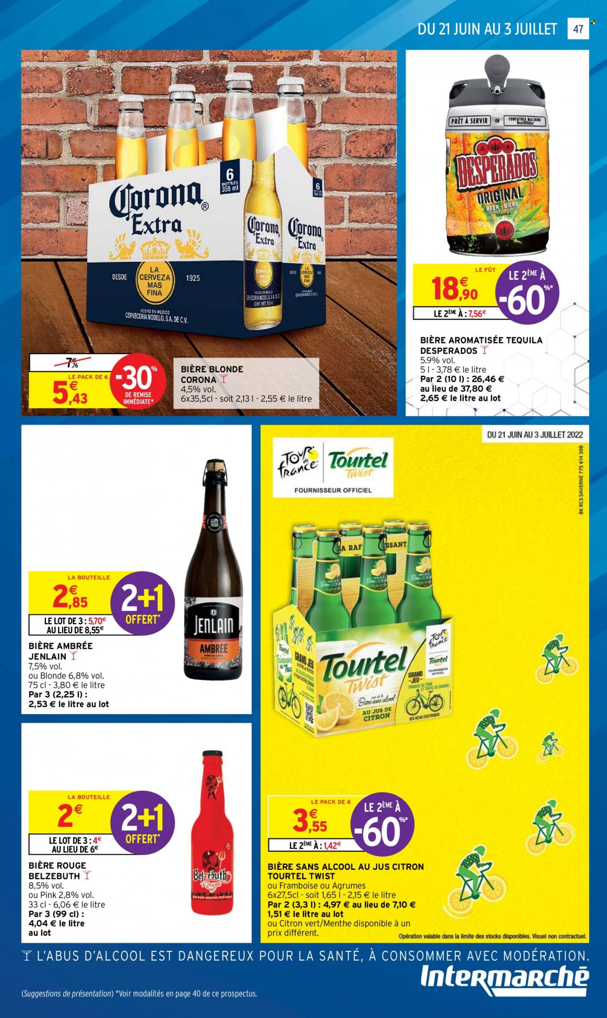 thumbnail - Catalogue Intermarché Super - 21/06/2022 - 03/07/2022 - Produits soldés - bière, bière blonde, Belzebuth, bière non alcoolisée, menthe. Page 47.