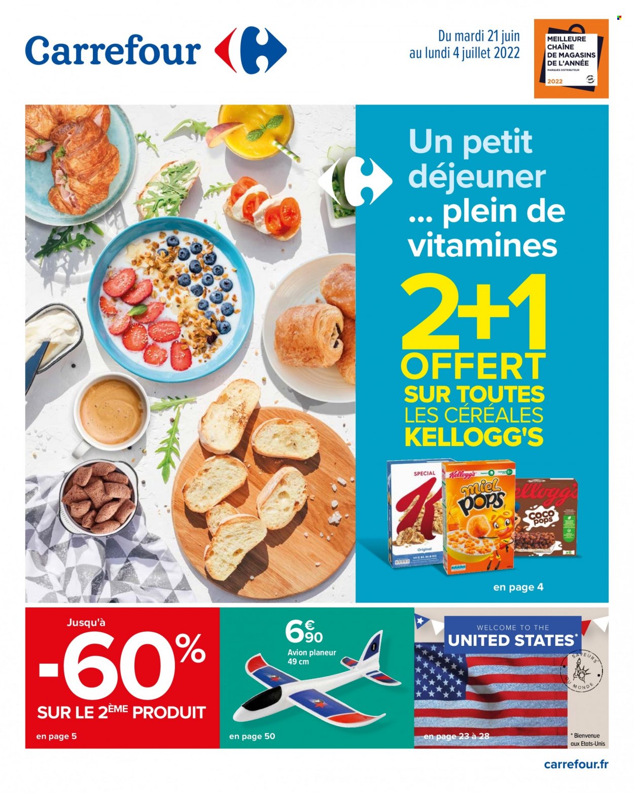 thumbnail - Catalogue Carrefour Hypermarchés - 21/06/2022 - 04/07/2022 - Produits soldés - Kellogg's, Coco Pops, céréales, miel. Page 1.