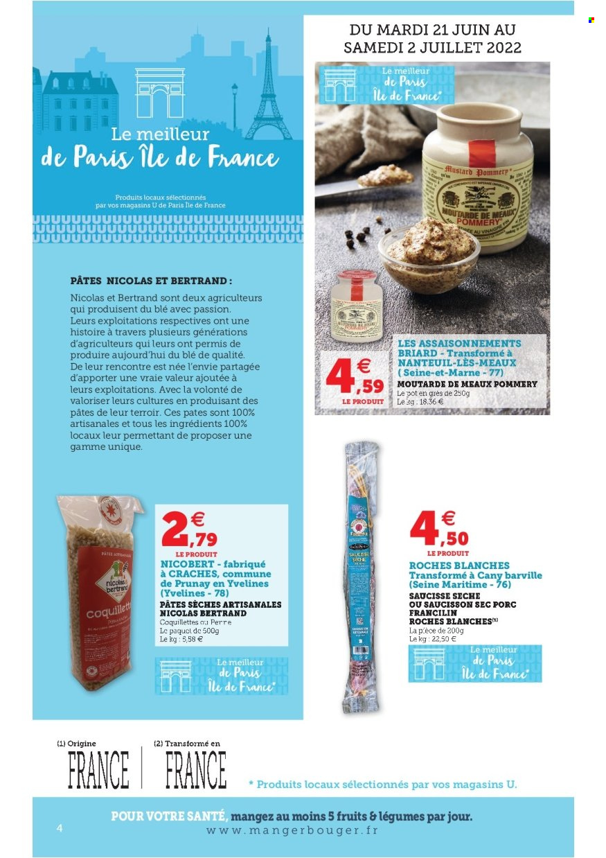 thumbnail - Catalogue SUPER U - 21/06/2022 - 02/07/2022 - Produits soldés - saucisse sèche, saucisse, saucisson, moutarde. Page 4.