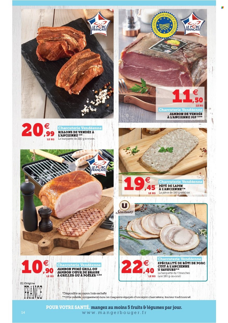 thumbnail - Catalogue Magasins U - 21/06/2022 - 02/07/2022 - Produits soldés - rôti de porc, viande de porc. Page 14.