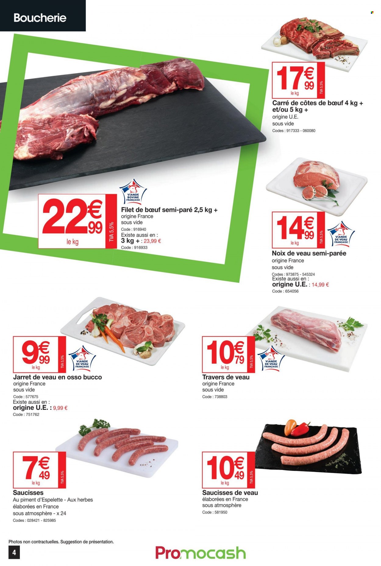 thumbnail - Catalogue Promocash - 23/06/2022 - 02/07/2022 - Produits soldés - viande de veau, saucisse. Page 4.