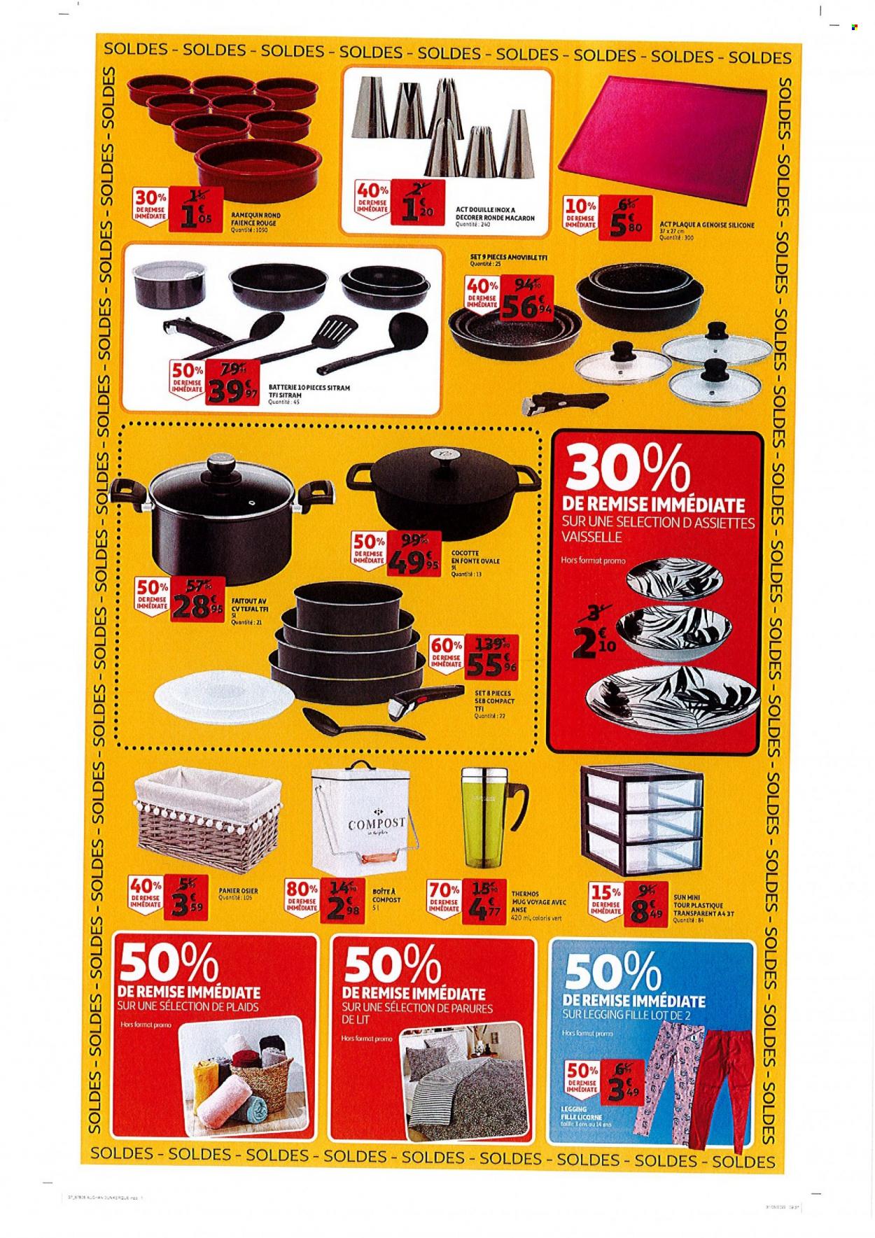 thumbnail - Catalogue Auchan - 22/06/2022 - 02/07/2022 - Produits soldés - panier, macarons, assiette, mug, cocotte, licorne, leggings. Page 6.
