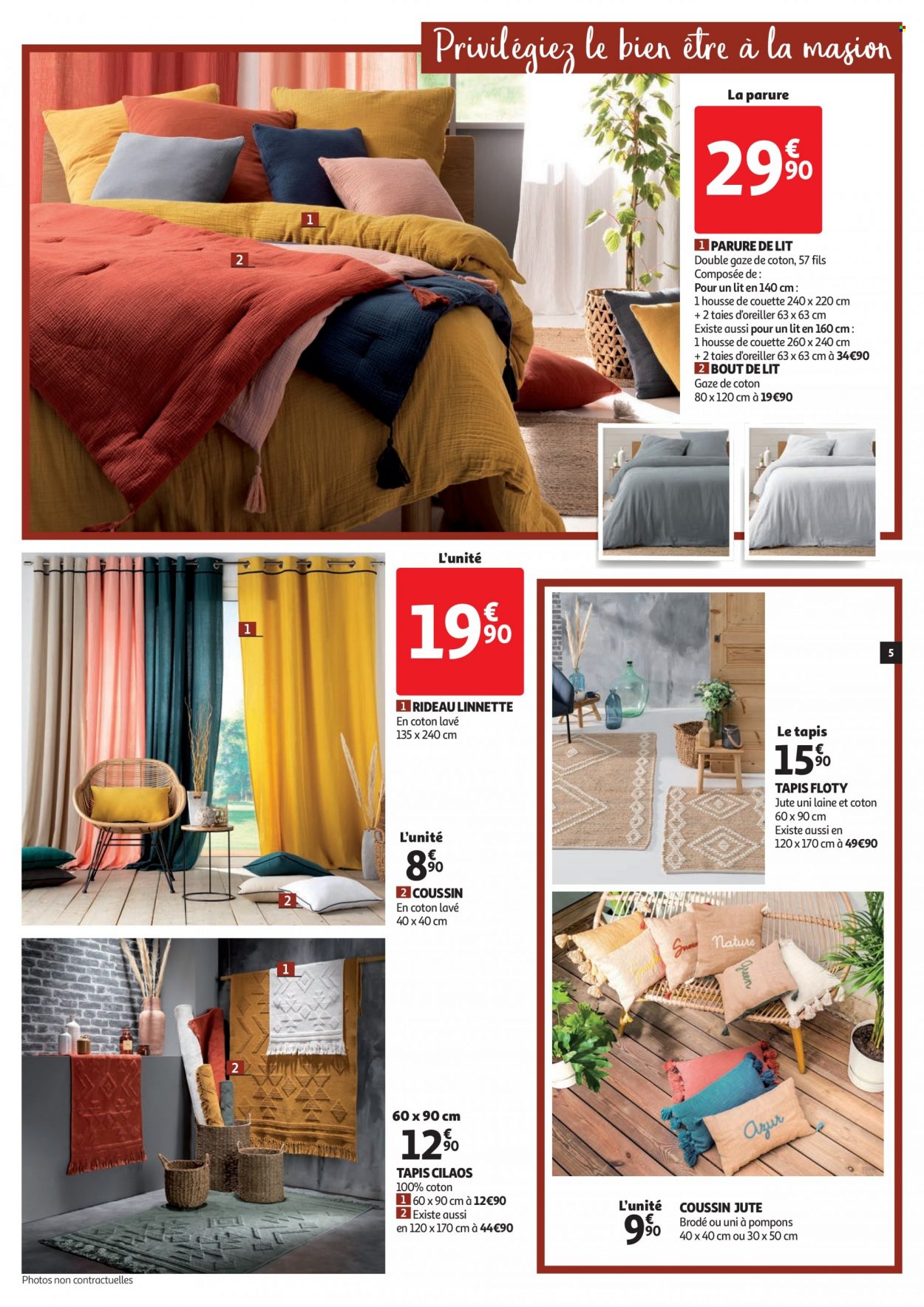 thumbnail - Catalogue Auchan - 06/07/2022 - 12/07/2022 - Produits soldés - couette, housse de couette, rideau, linge de lit, taie, tapis. Page 5.