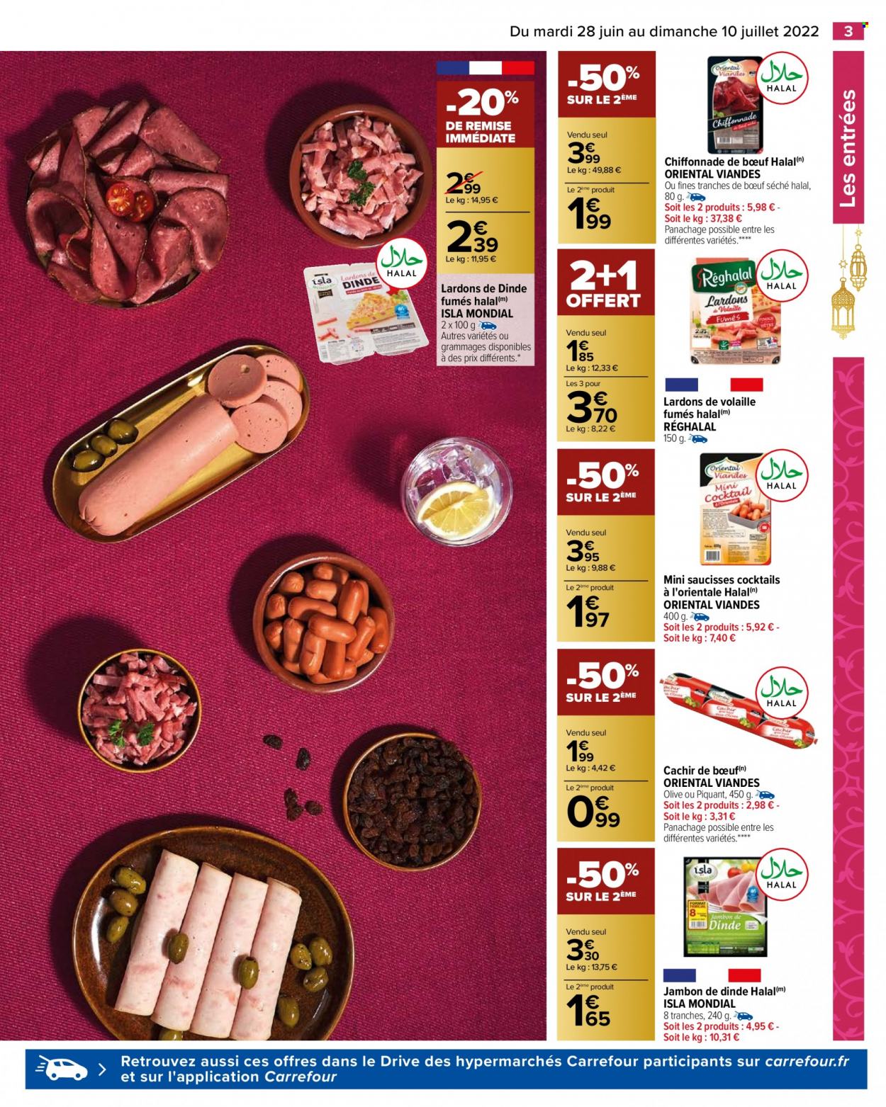 thumbnail - Catalogue Carrefour Hypermarchés - 28/06/2022 - 10/07/2022 - Produits soldés - jambon, lardons, saucisse. Page 5.