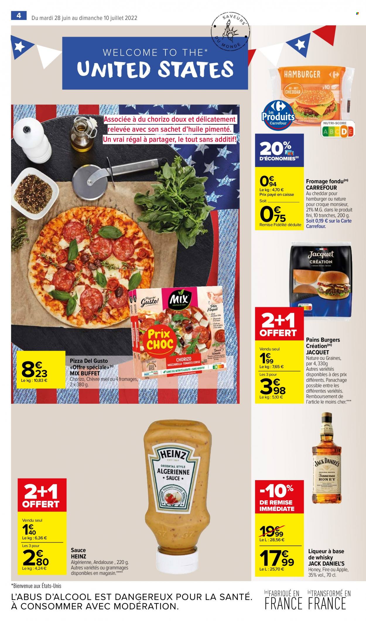 thumbnail - Catalogue Carrefour Market - 28/06/2022 - 10/07/2022 - Produits soldés - pizza, chorizo, Heinz, Régal, whisky, liqueur. Page 6.