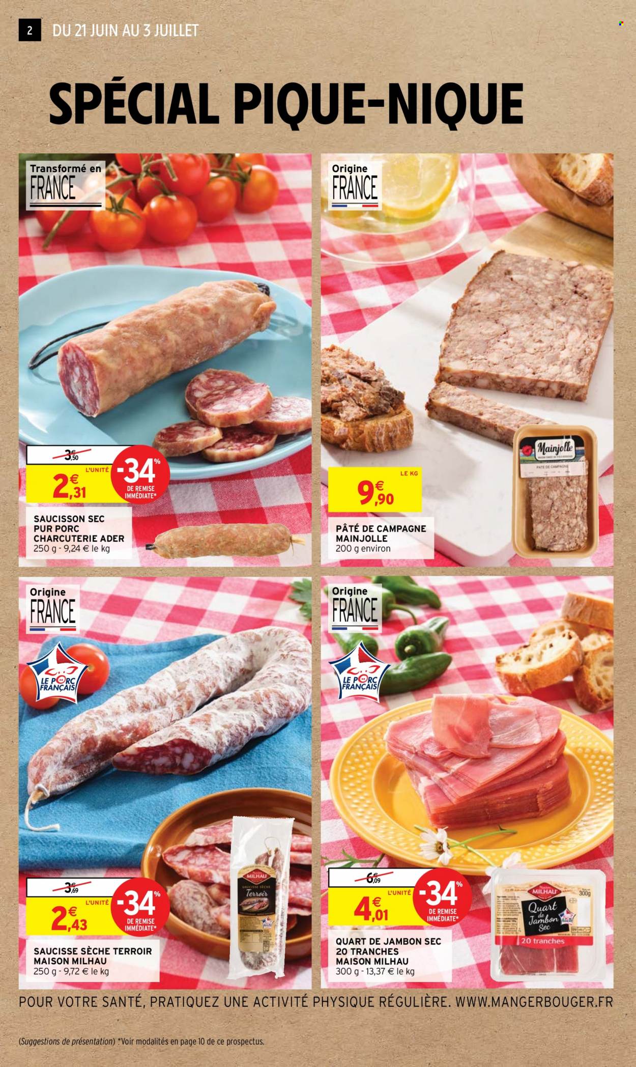 thumbnail - Catalogue Intermarché - 21/06/2022 - 03/07/2022 - Produits soldés - jambon sec, saucisse sèche, saucisse, saucisson, maison. Page 2.