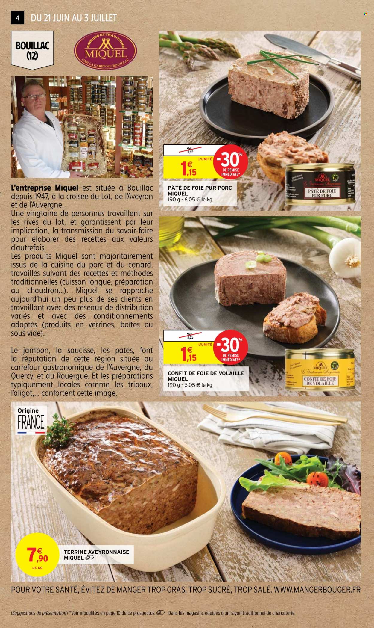 thumbnail - Catalogue Intermarché - 21/06/2022 - 03/07/2022 - Produits soldés - canard, viande de canard, jambon, saucisse, terrine, confit de foie. Page 4.