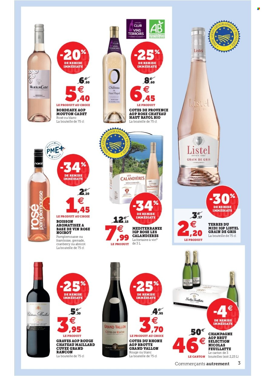 thumbnail - Catalogue SUPER U - 28/06/2022 - 09/07/2022 - Produits soldés - alcool, Bordeaux, Côtes du Rhône, champagne. Page 3.