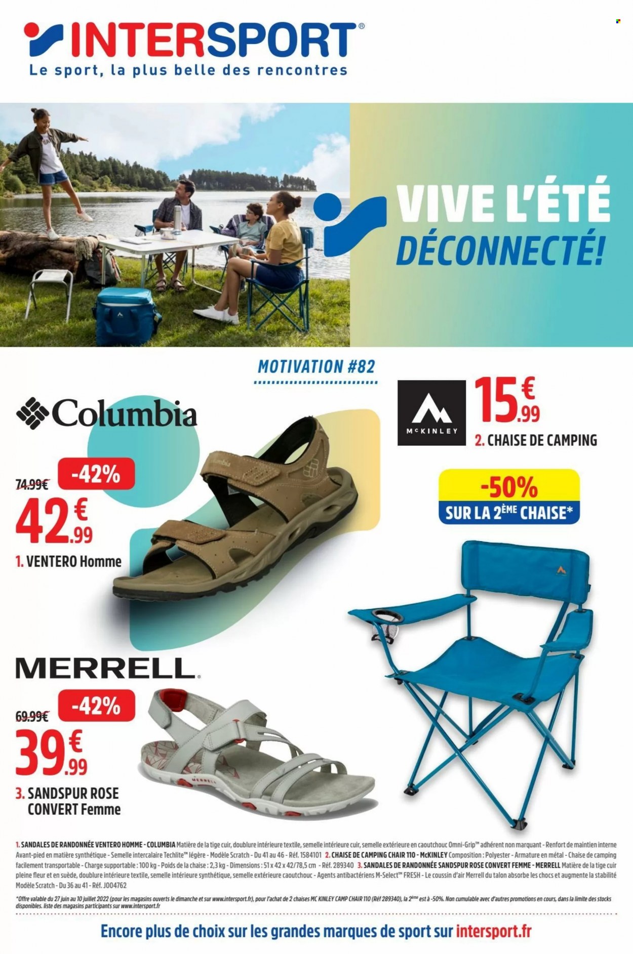 thumbnail - Catalogue INTERSPORT - 27/06/2022 - 10/07/2022 - Produits soldés - Columbia, sandales, chaise de camping. Page 1.
