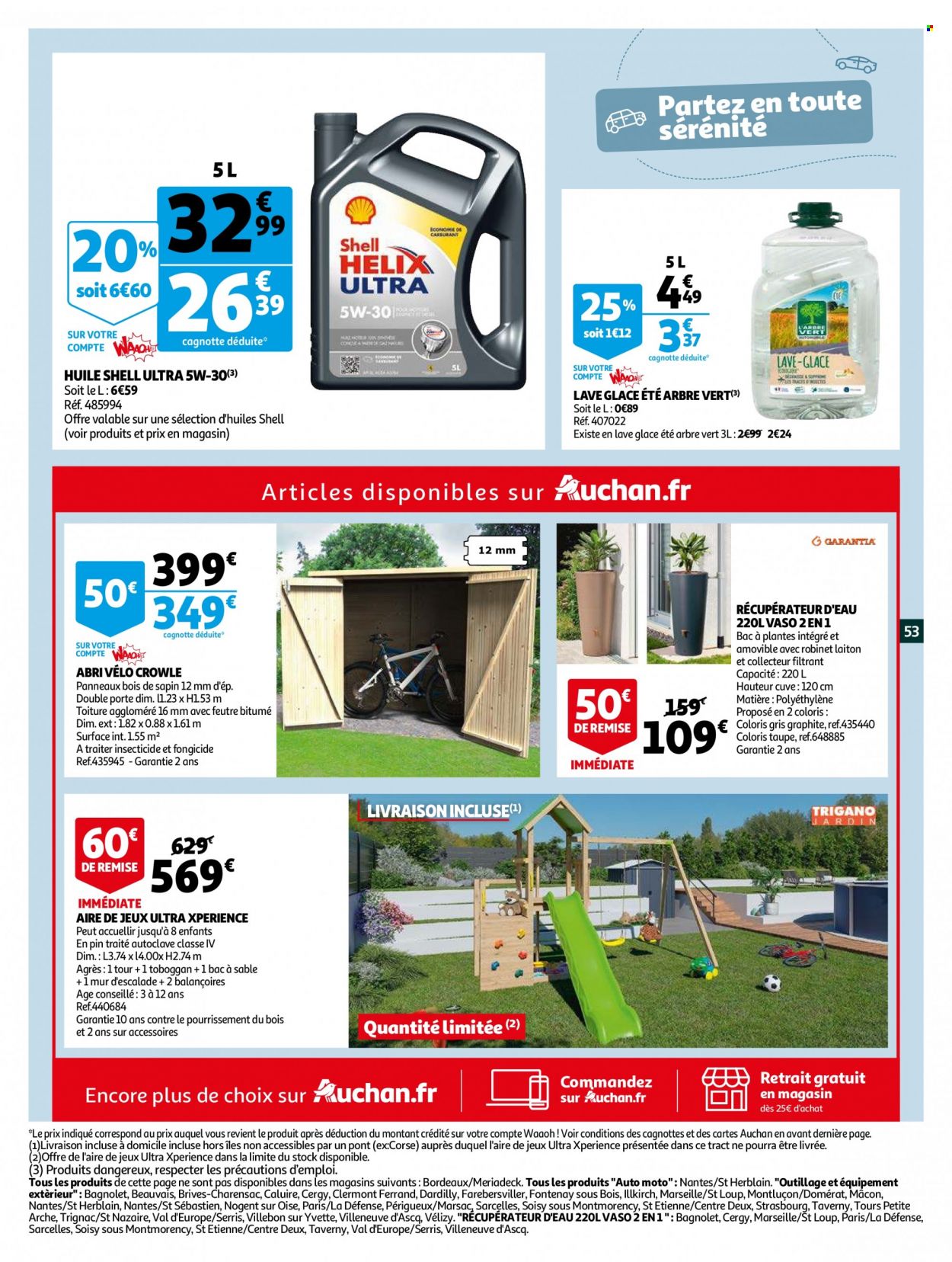 thumbnail - Catalogue Auchan - 29/06/2022 - 05/07/2022 - Produits soldés - vélo, huile, Bordeaux, vin rouge, feutre, toboggan, lave glace. Page 53.