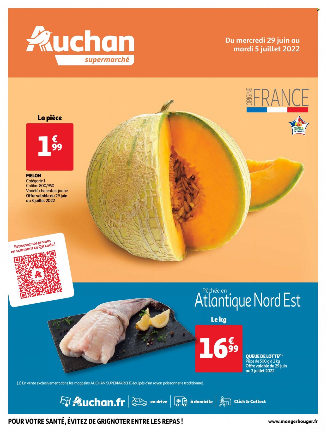 thumbnail - Catalogue Auchan - 29/06/2022 - 05/07/2022 - Produits soldés - melon, queue de lotte. Page 1.