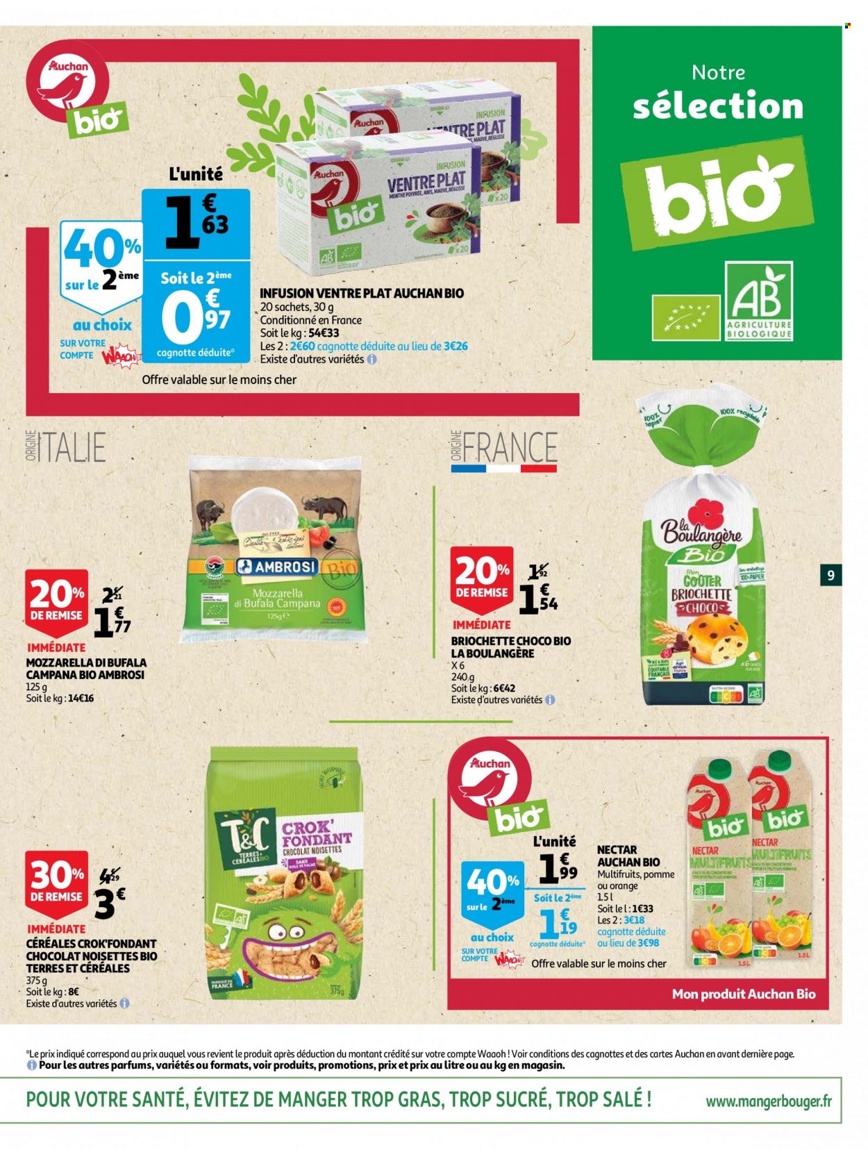 thumbnail - Catalogue Auchan - 29/06/2022 - 05/07/2022 - Produits soldés - fromage, mozzarella, menthe, nectar. Page 9.
