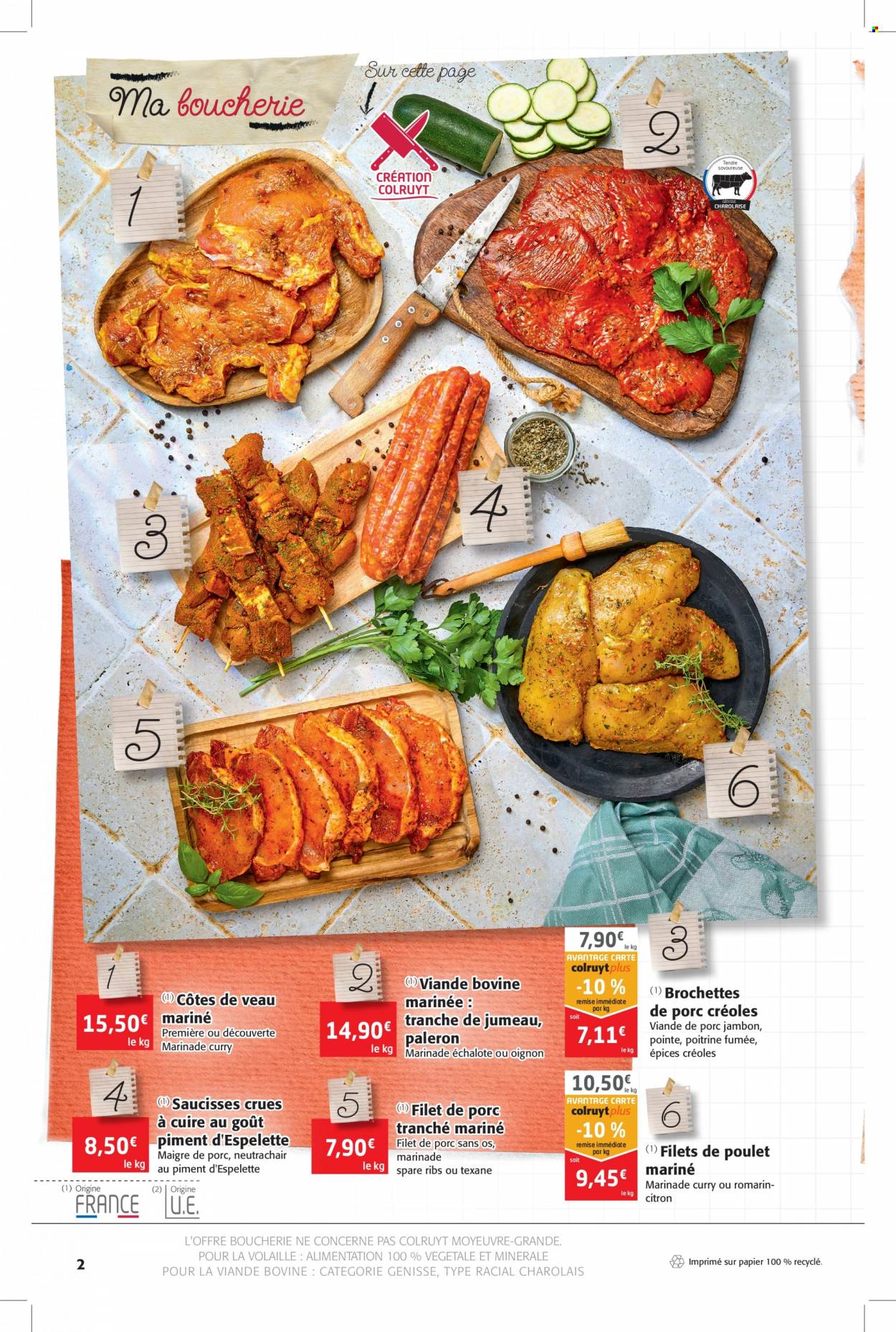 thumbnail - Catalogue Colruyt - 29/06/2022 - 03/07/2022 - Produits soldés - brochettes de porc, viande de porc, filet de poulet, viande de poulet, viande de veau, côtes de veau, jambon, saucisse. Page 2.