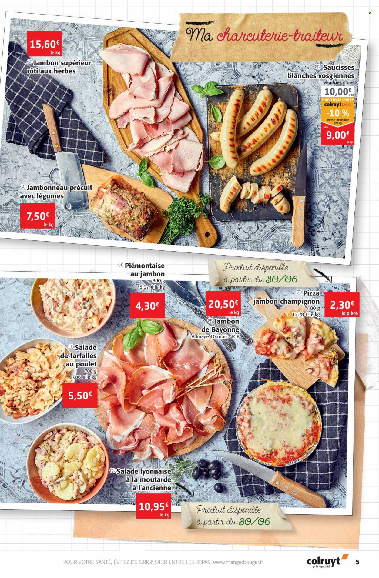thumbnail - Catalogue Colruyt - 29/06/2022 - 03/07/2022 - Produits soldés - jambonneau, pizza, saucisse, moutarde à l’ancienne. Page 5.