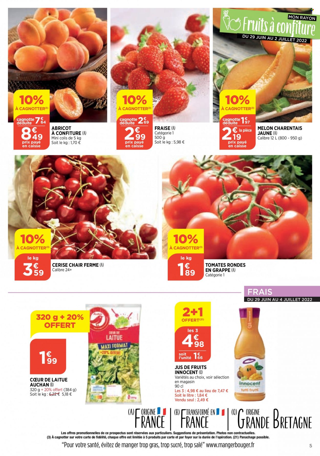 thumbnail - Catalogue Bi1 - 29/06/2022 - 04/07/2022 - Produits soldés - melon, tomates, salade, jus. Page 5.