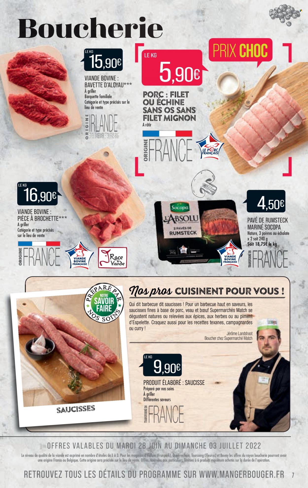 thumbnail - Catalogue Supermarché Match - 28/06/2022 - 10/07/2022 - Produits soldés - filet mignon, viande de veau, saucisse, terrine. Page 7.