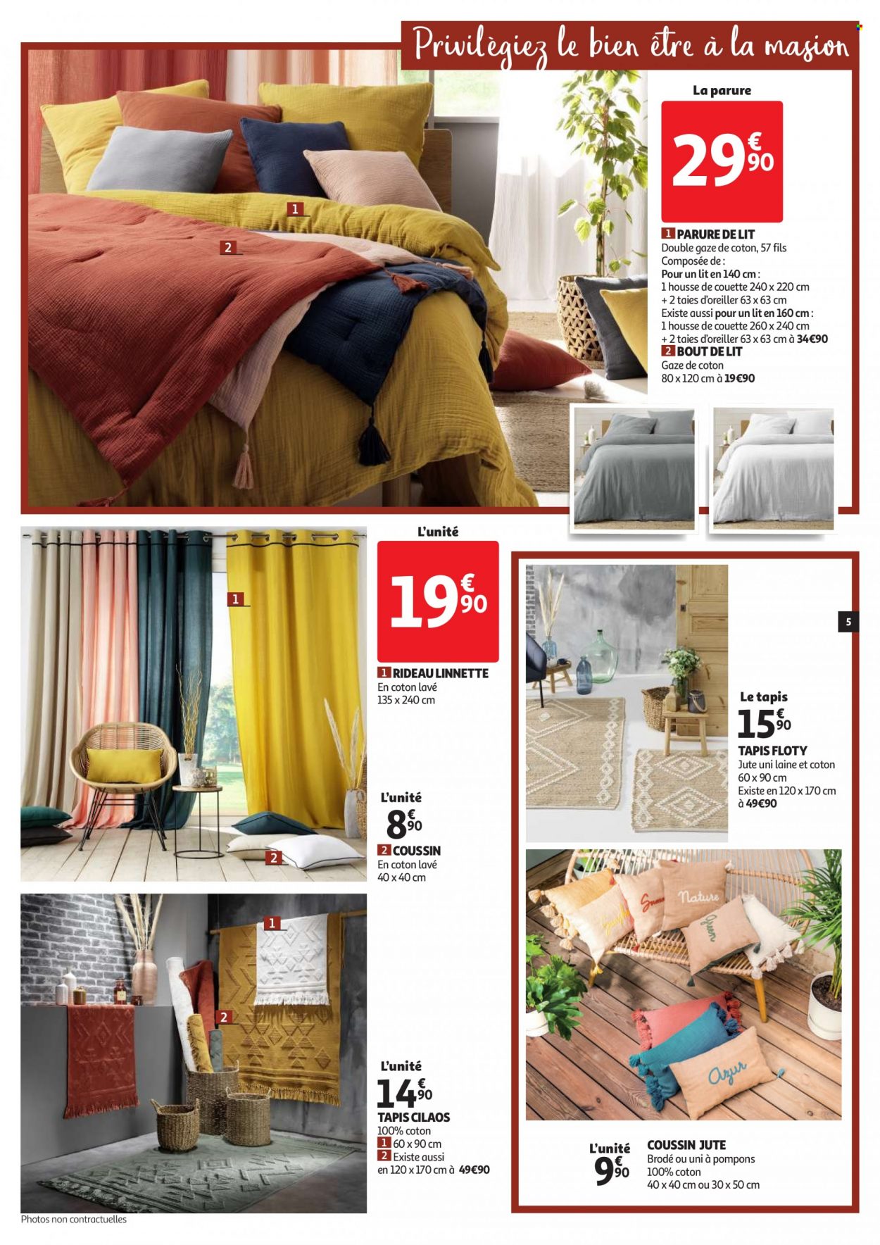 thumbnail - Catalogue Auchan - 29/06/2022 - 05/07/2022 - Produits soldés - couette, housse de couette, rideau, linge de lit, taie, tapis. Page 4.