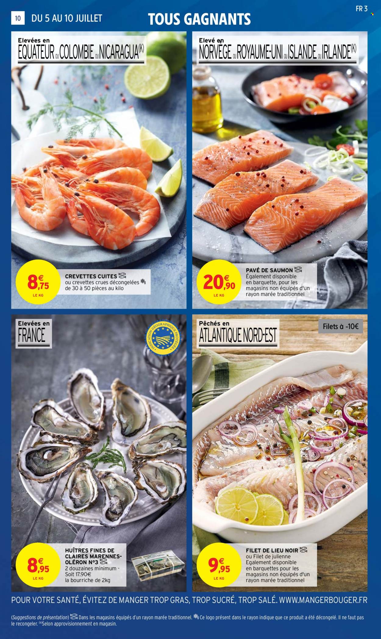 thumbnail - Catalogue Intermarché Contact - 05/07/2022 - 10/07/2022 - Produits soldés - saumon, huître, filet de lieu, biscuits. Page 10.