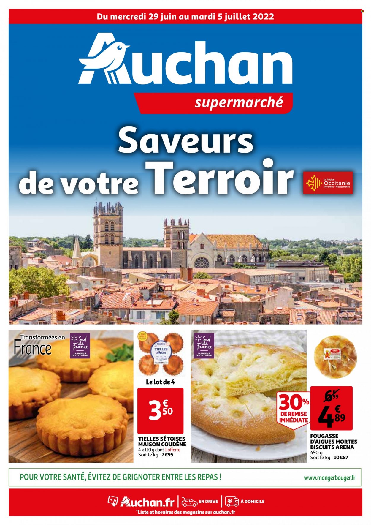 thumbnail - Catalogue Auchan - 29/06/2022 - 05/07/2022 - Produits soldés - Arena, biscuits, maison. Page 1.