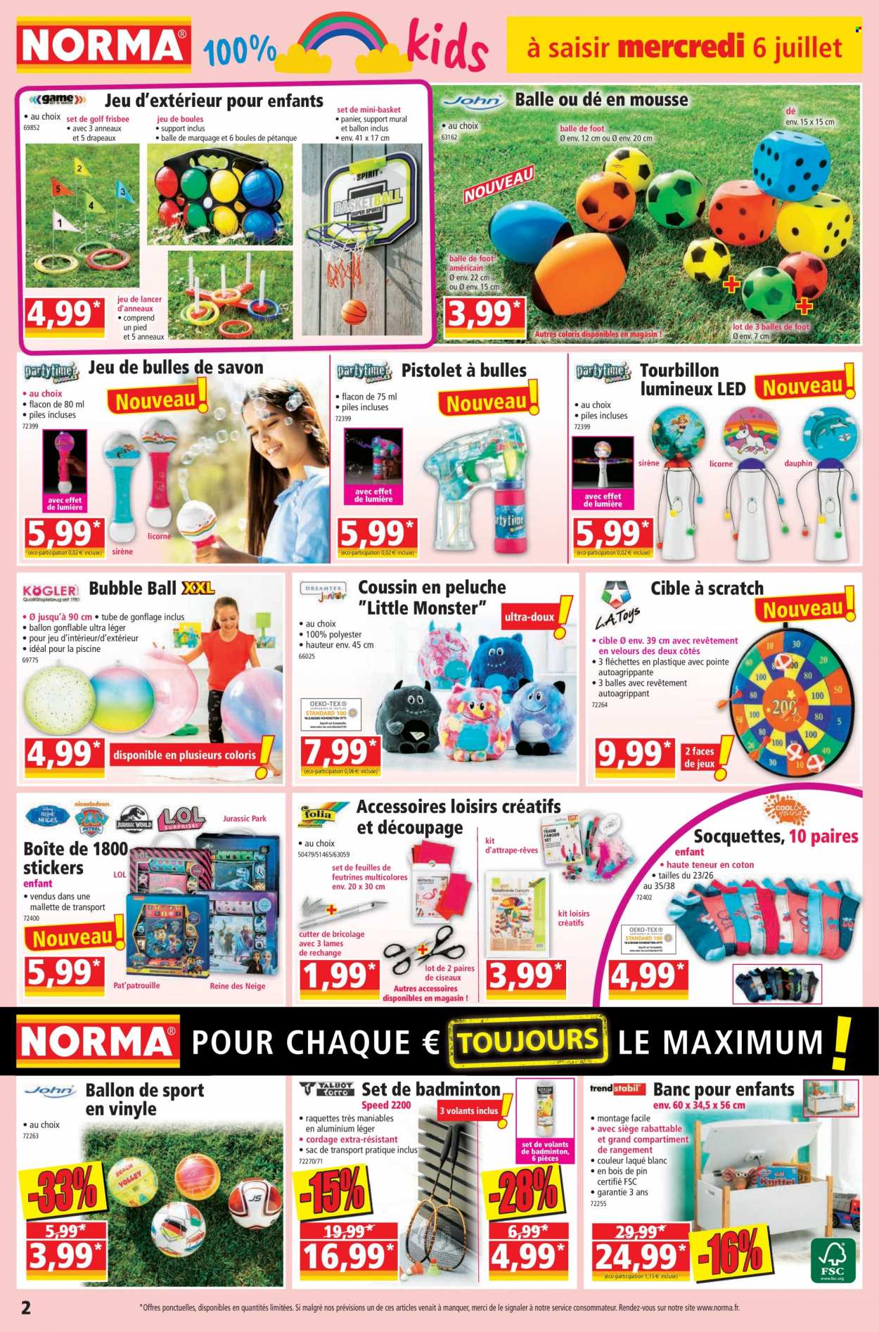 thumbnail - Catalogue Norma - 06/07/2022 - 11/07/2022 - Produits soldés - basket, panier, Monster, ballon, banc, sac de transport, LED lumineux. Page 2.