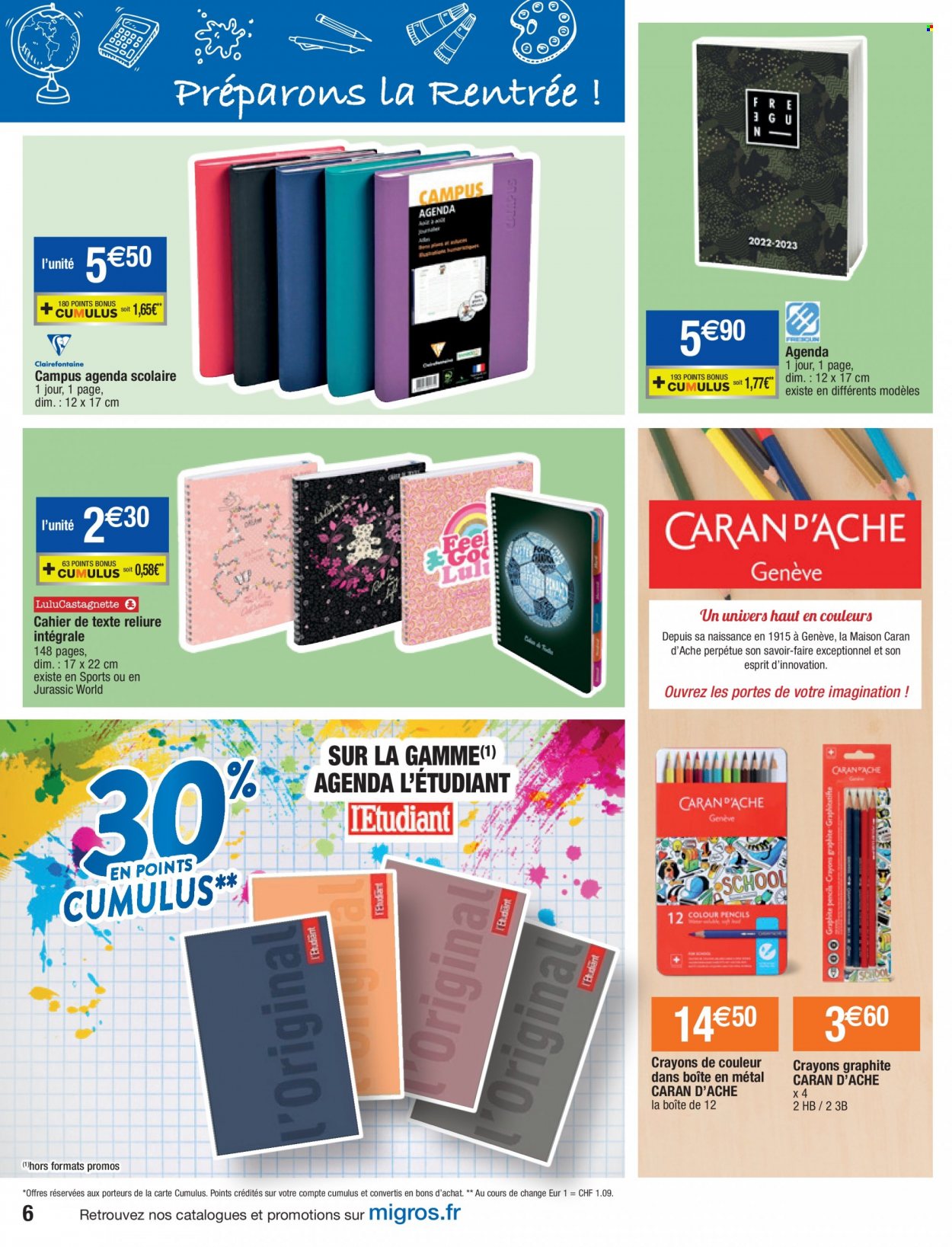 thumbnail - Catalogue Migros France - 05/07/2022 - 17/07/2022 - Produits soldés - ESPRIT, crayon, cahier. Page 6.