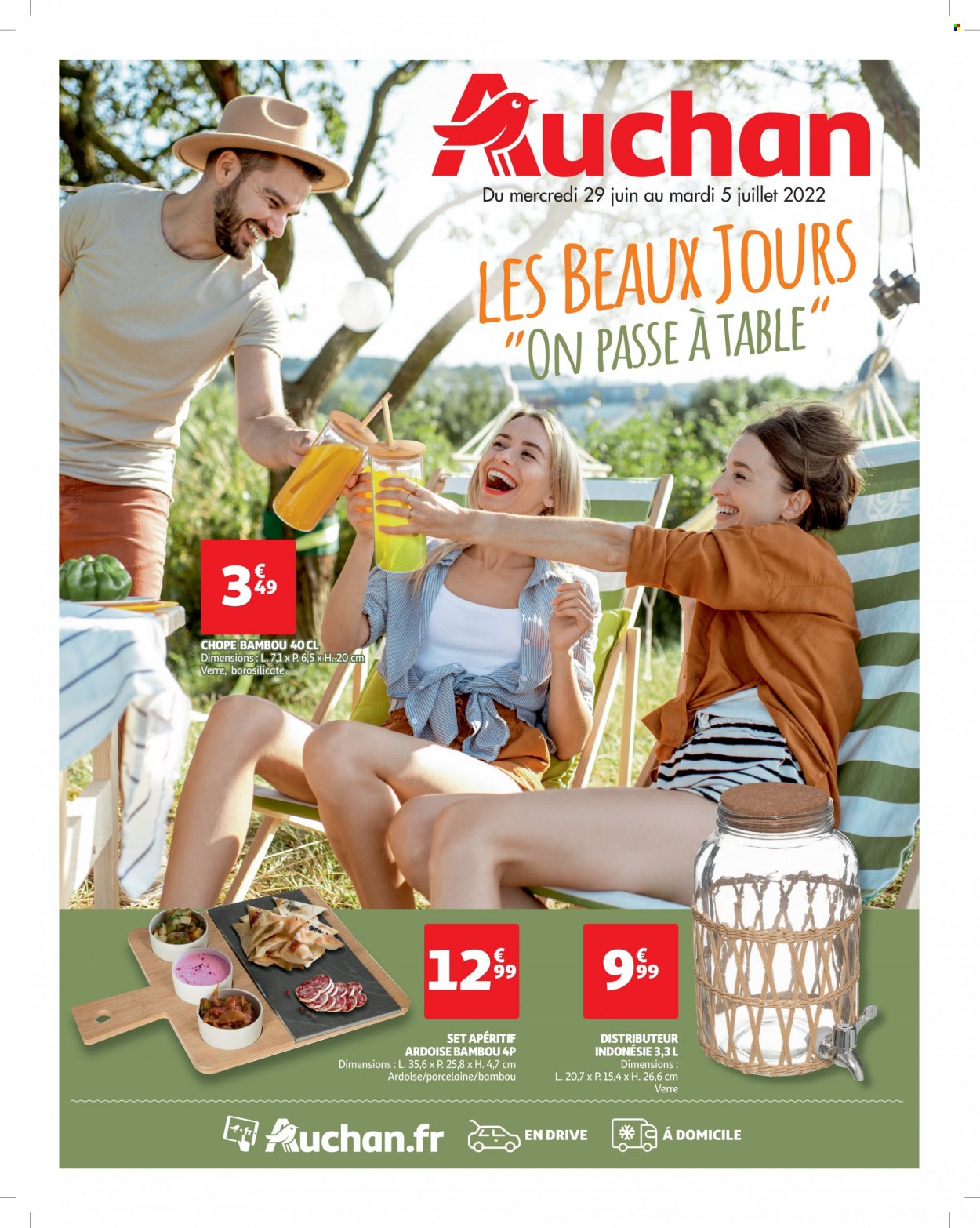 thumbnail - Catalogue Auchan - 29/06/2022 - 05/07/2022 - Produits soldés - apéritif, verre, Beaux Jours. Page 1.
