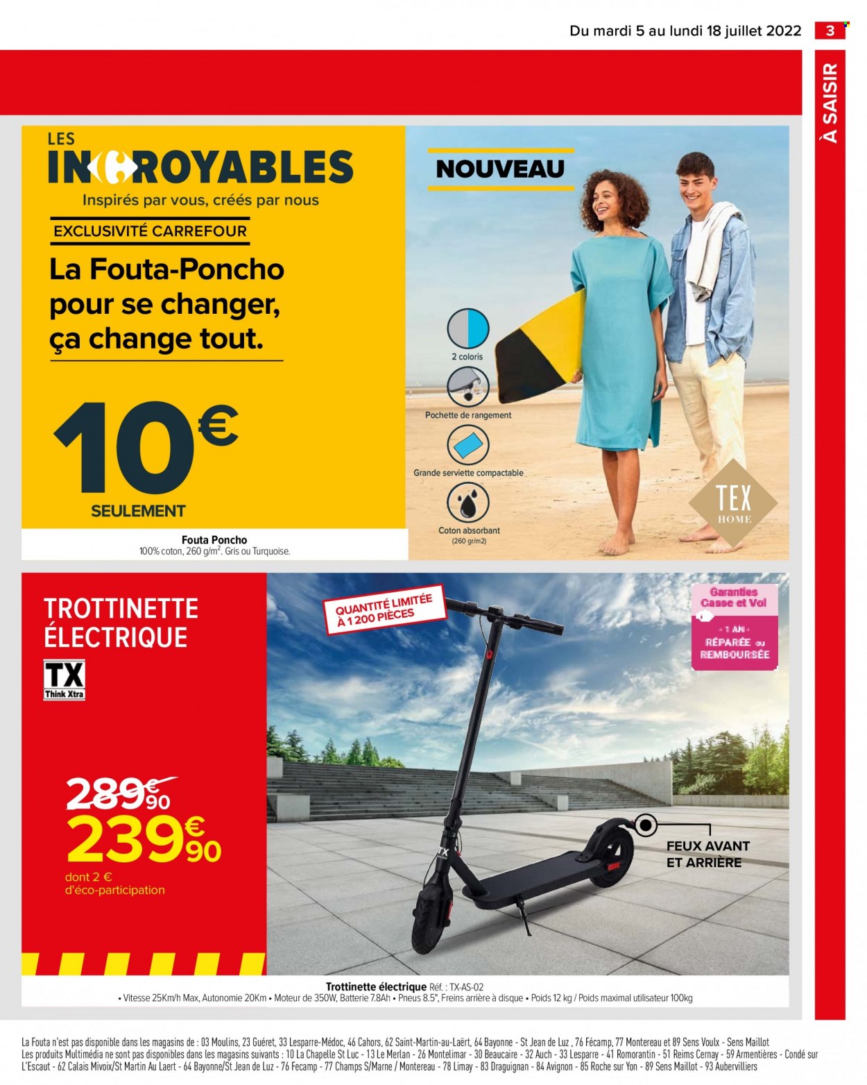thumbnail - Catalogue Carrefour Hypermarchés - 05/07/2022 - 18/07/2022 - Produits soldés - serviette, trottinette, trottinette électrique, pochette. Page 5.