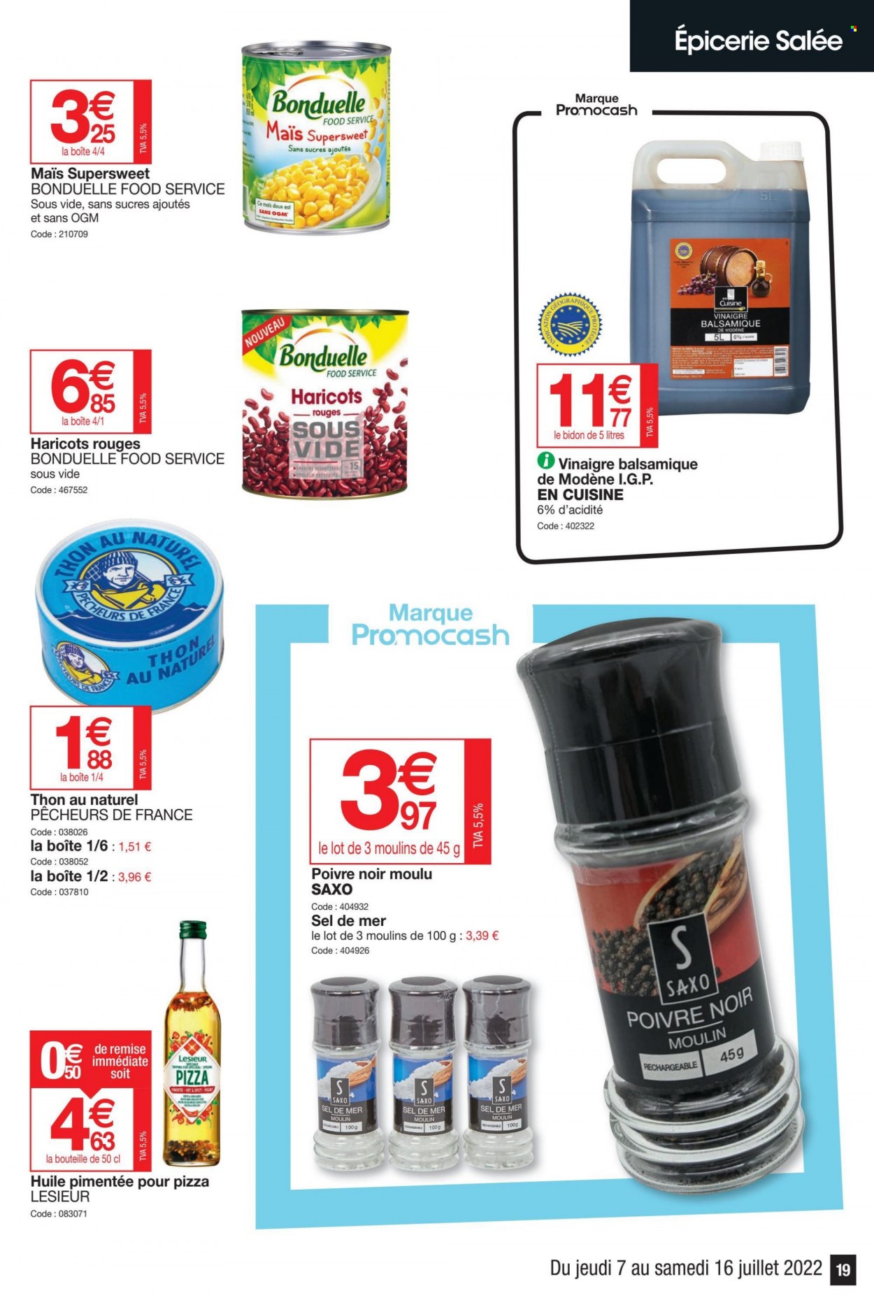 thumbnail - Catalogue Promocash - 07/07/2022 - 16/07/2022 - Produits soldés - Bonduelle, huile, vinaigre balsamique. Page 19.