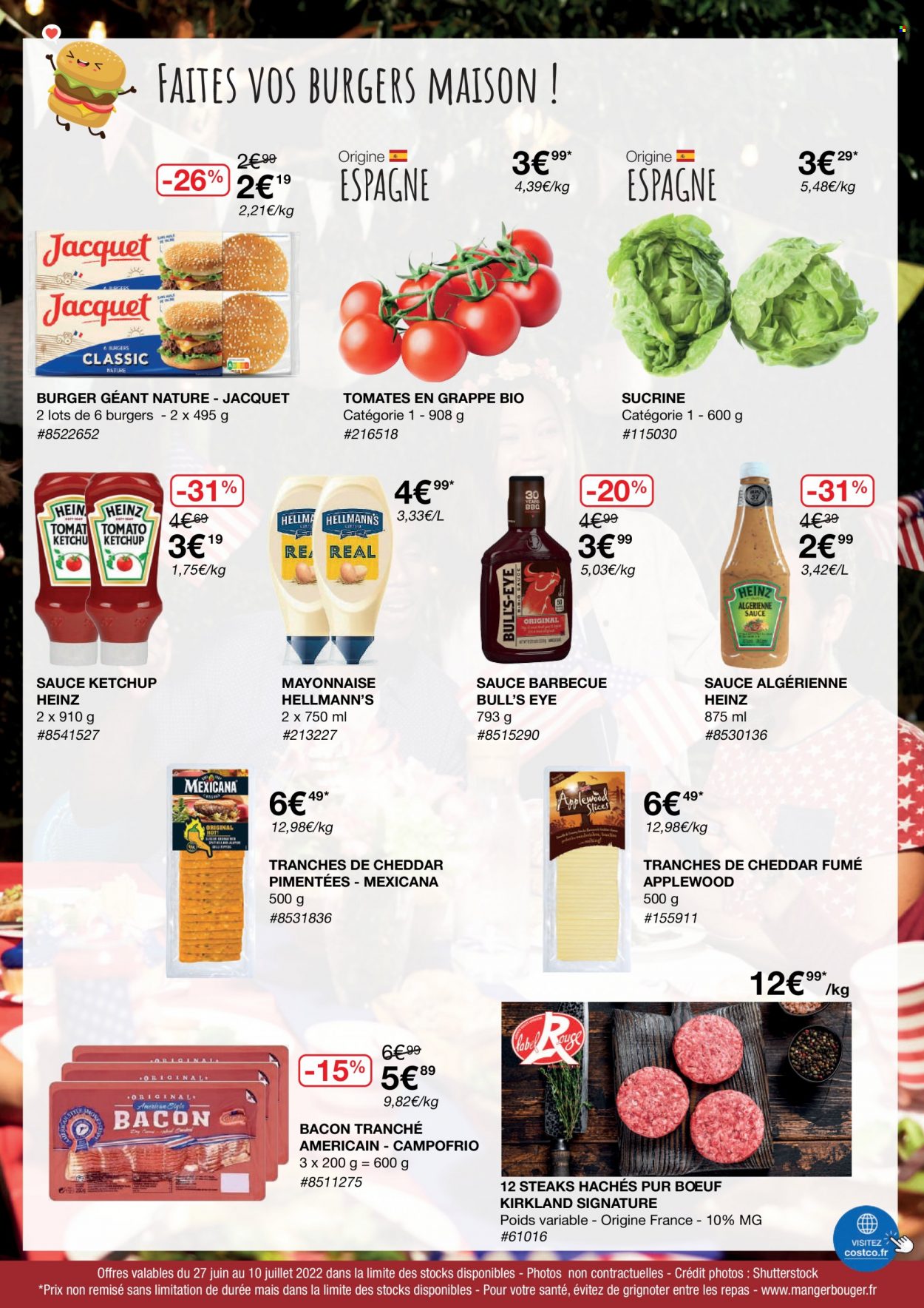 thumbnail - Catalogue Costco - 27/06/2022 - 10/07/2022 - Produits soldés - steak haché, viande hachée, bacon, mayonnaise, Heinz, ketchup, maison. Page 3.
